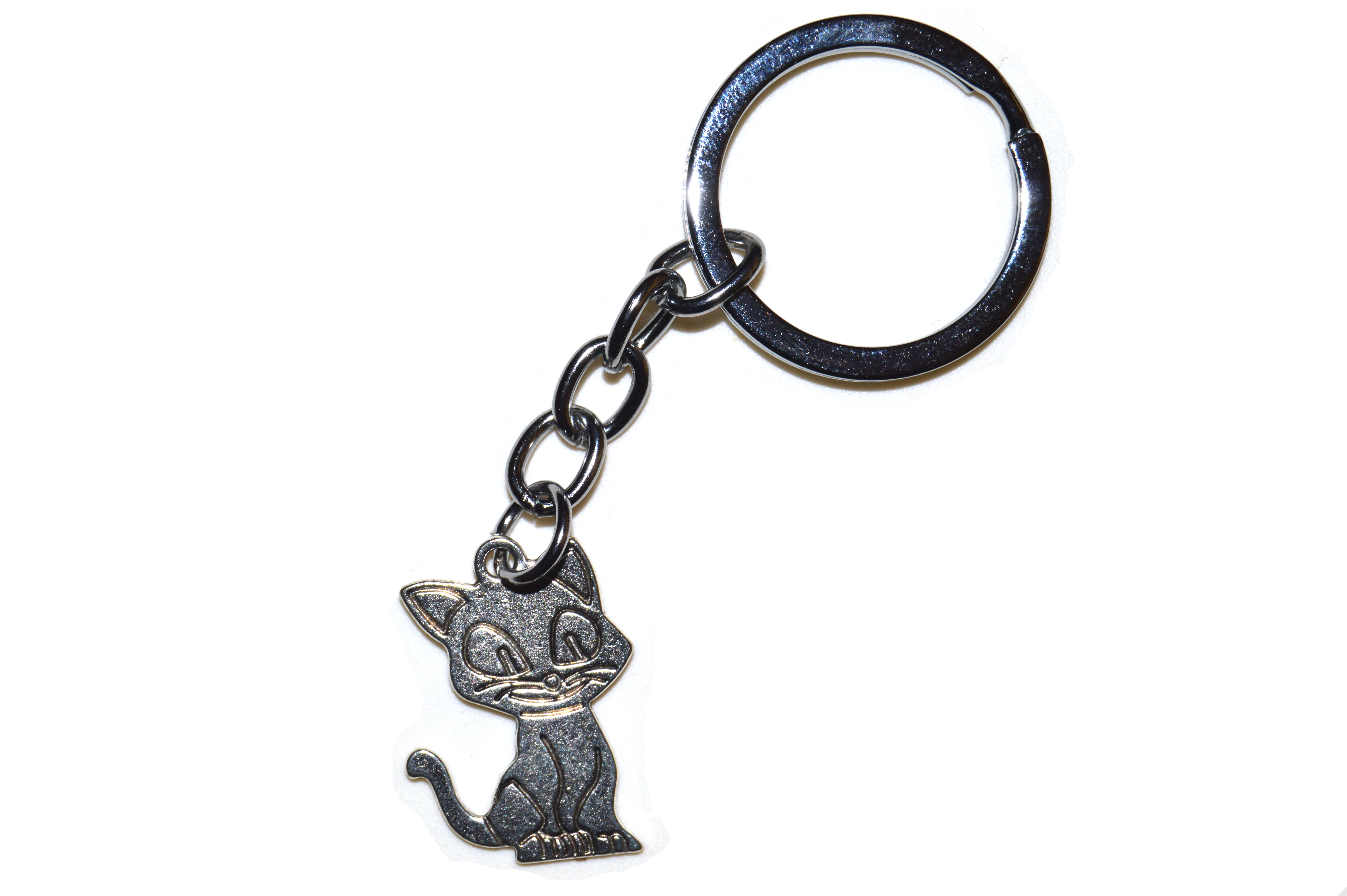 Katze Schlüsselanhänger aus Alpacca
