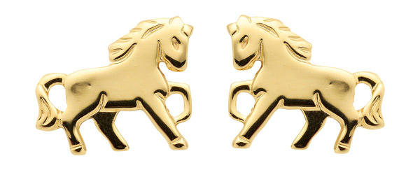 Pferd Ohrstecker aus 333 Echt Gold