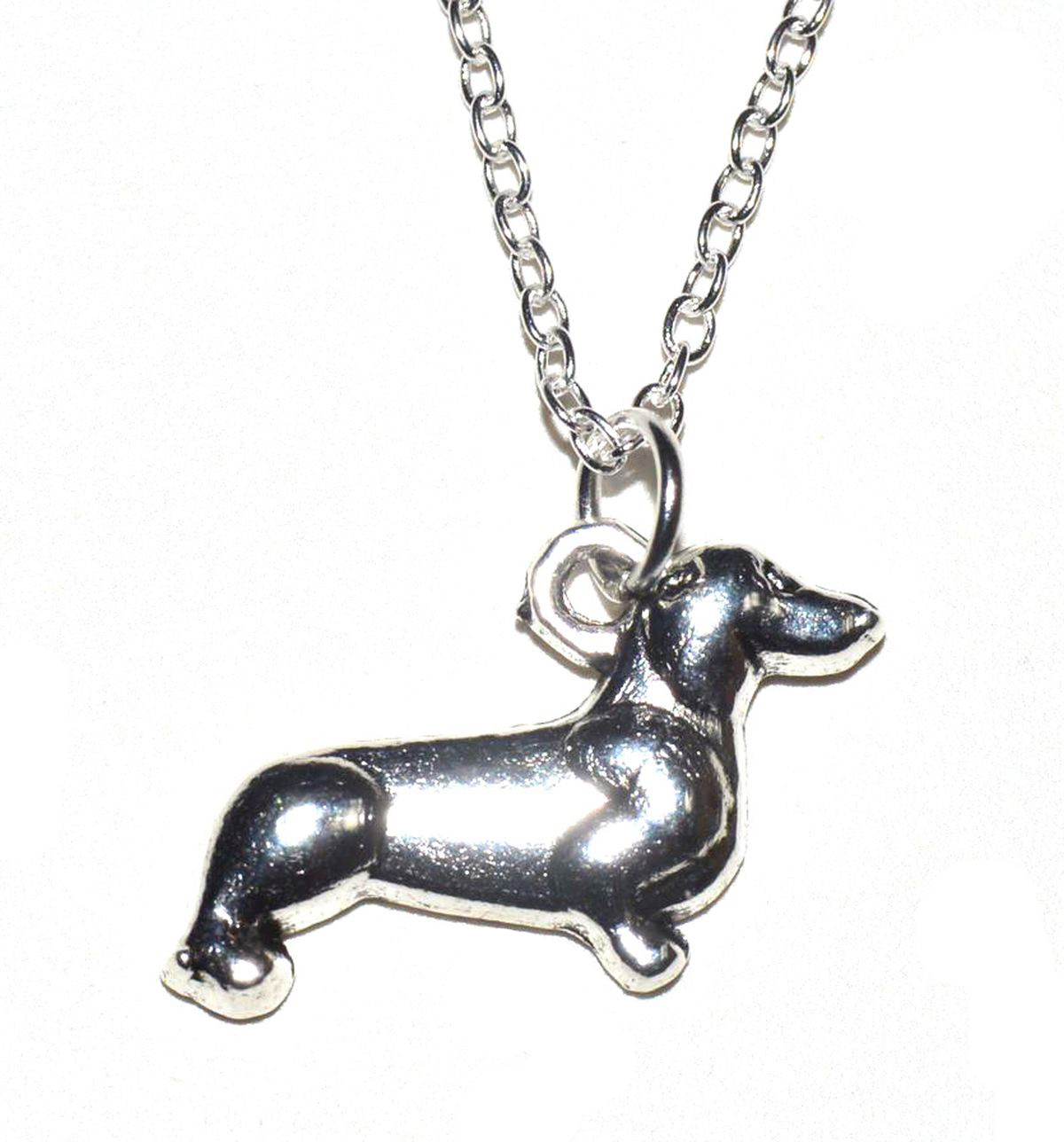 Dackel Anhänger mit Silber Kette 55cm