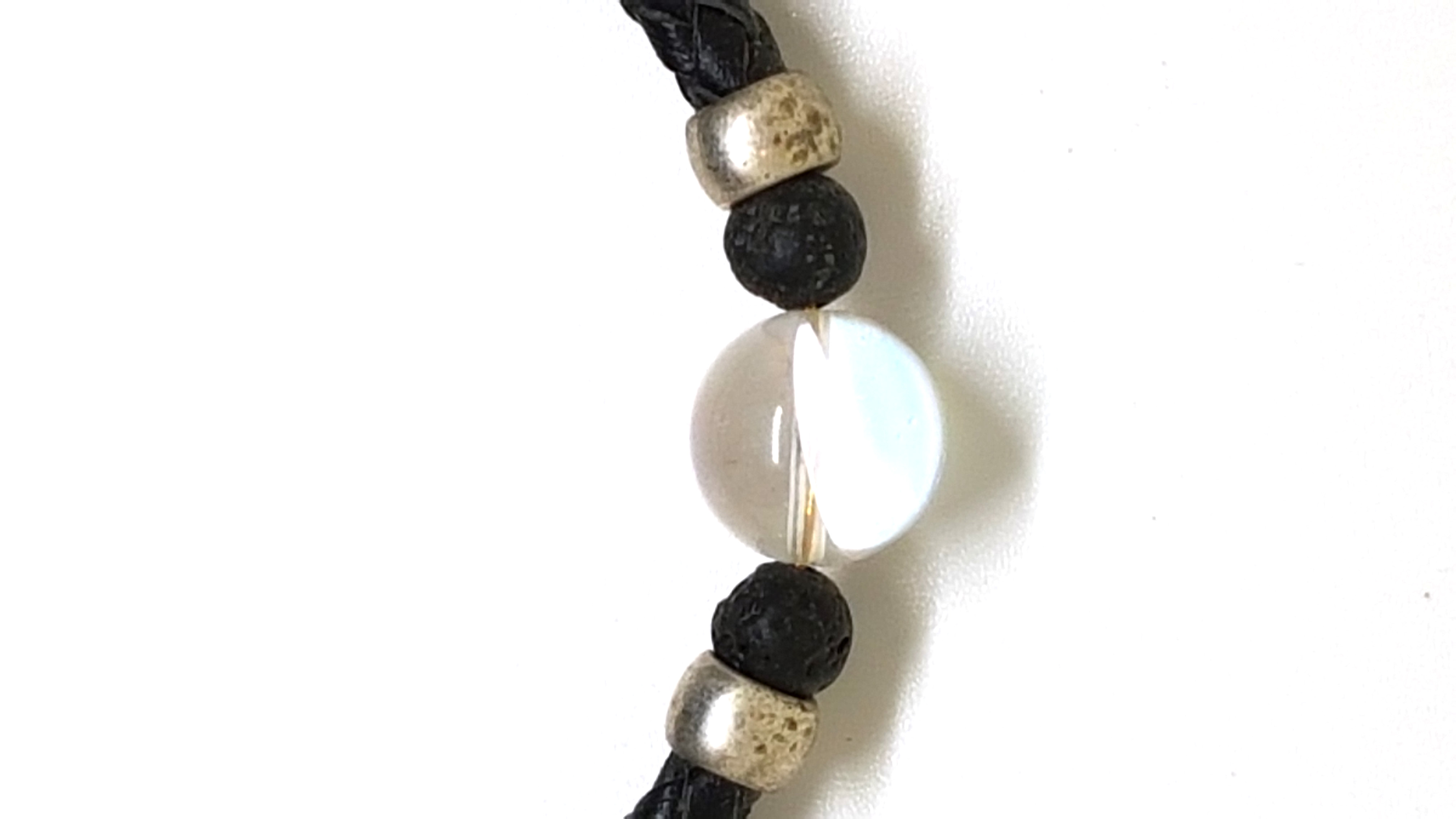 Armband aus echt Leder mit echten Lava Steinen und Kristall Stein von Lanzarote (Handarbeit)