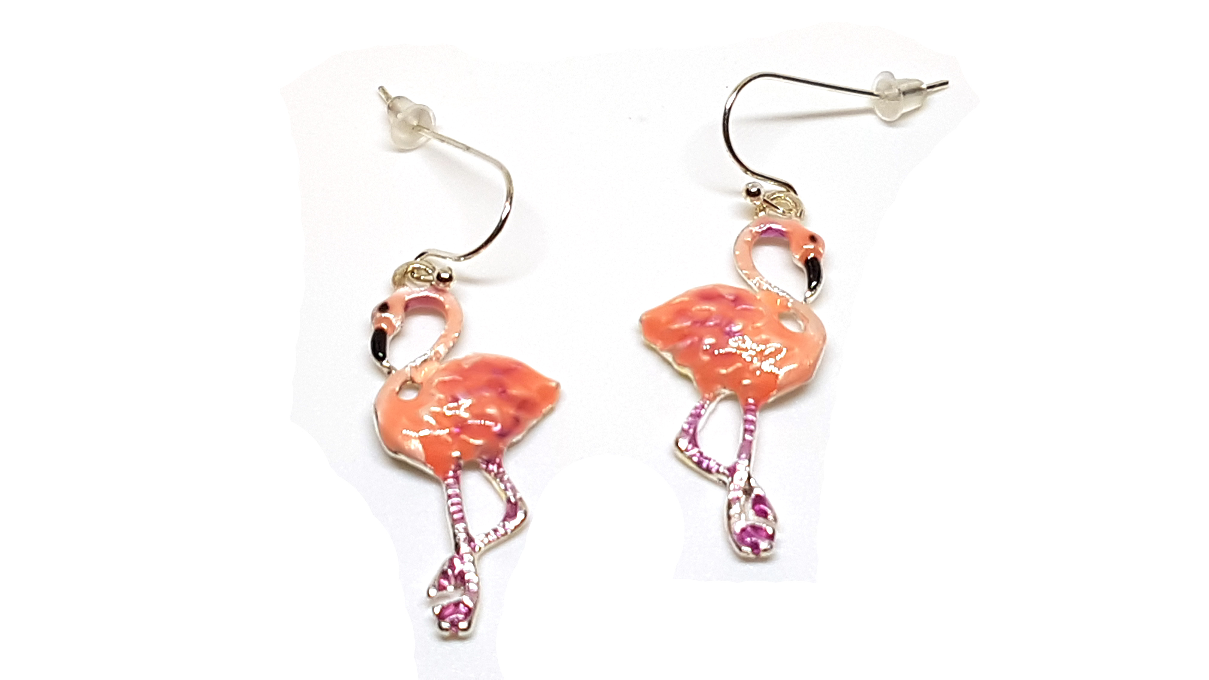 Flamingo Schmuckset Anhänger mit Kette und Ohrstecker