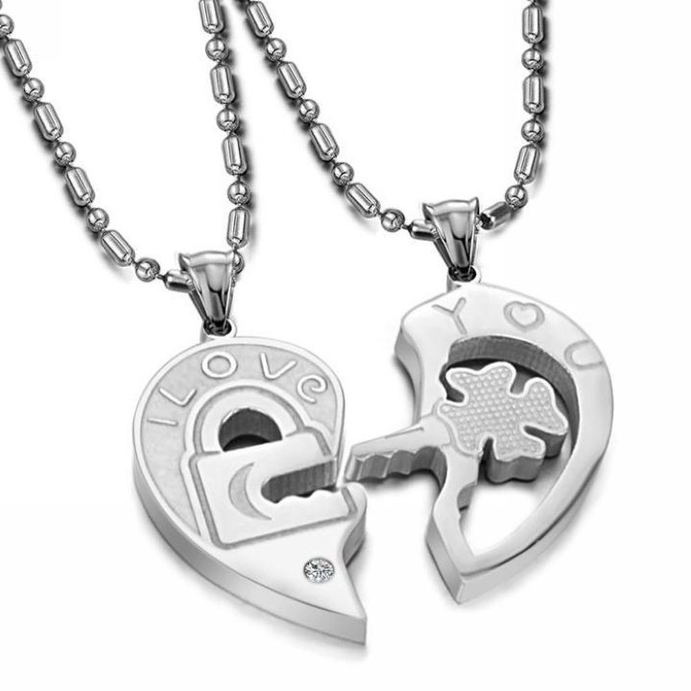 Freundschafts/Partnerschaft Ketten (2 Stück) mit Anhänger aus Edelstahl verstellbar