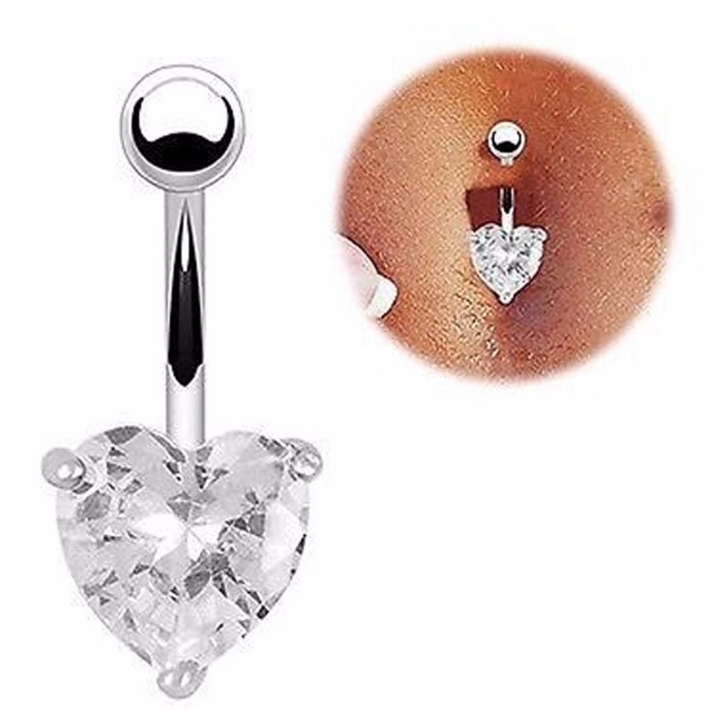 Herz Bauchnabelpiercing mit Zirkonia