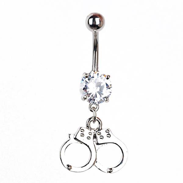 Handschellen Bauchnabelpiercing mit Zirkonia
