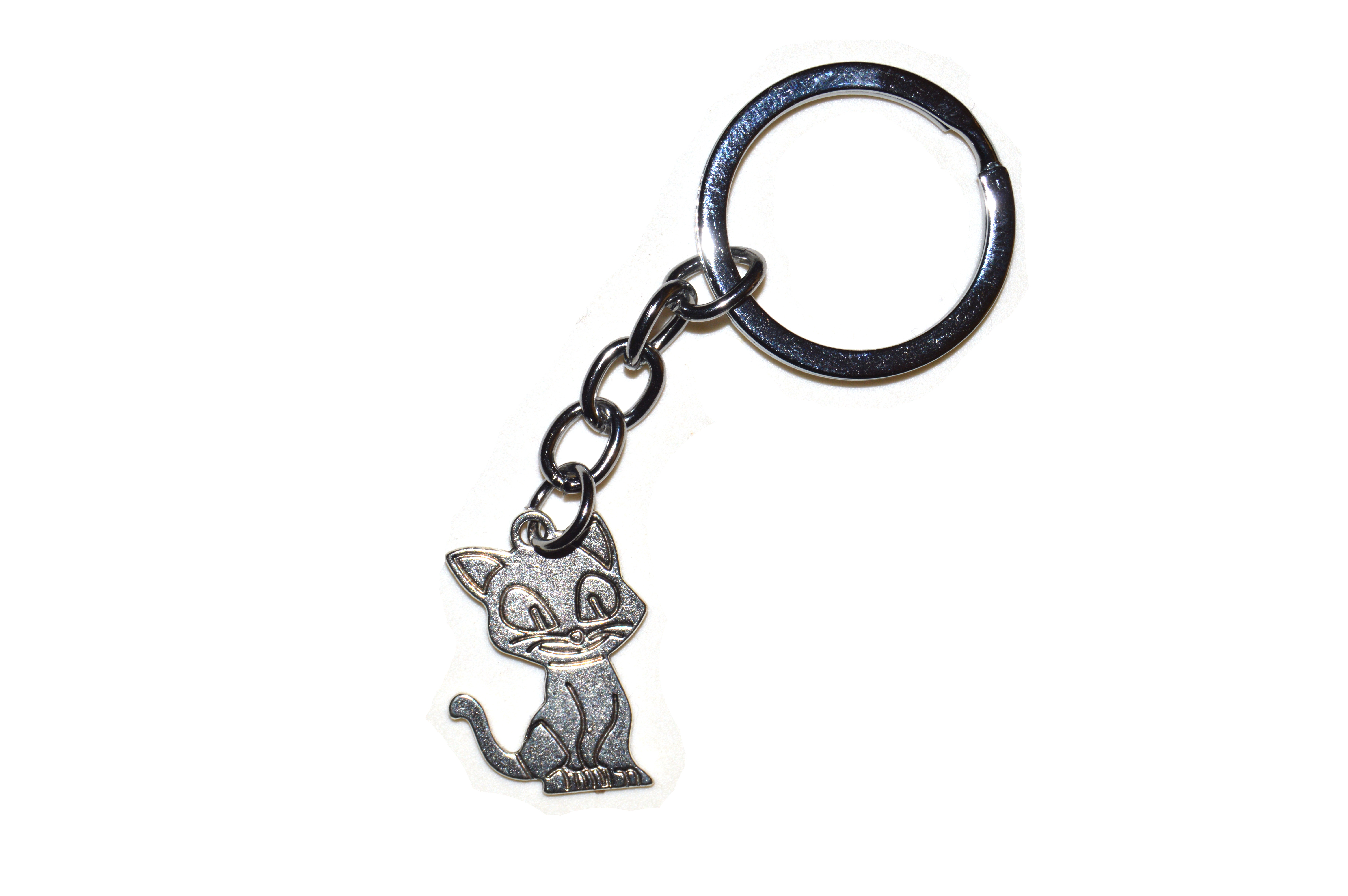 Katze Schlüsselanhänger aus Alpacca