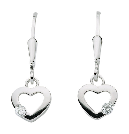 Herz Ohrhänger mit Zirkonia aus 925 Sterling Silber
