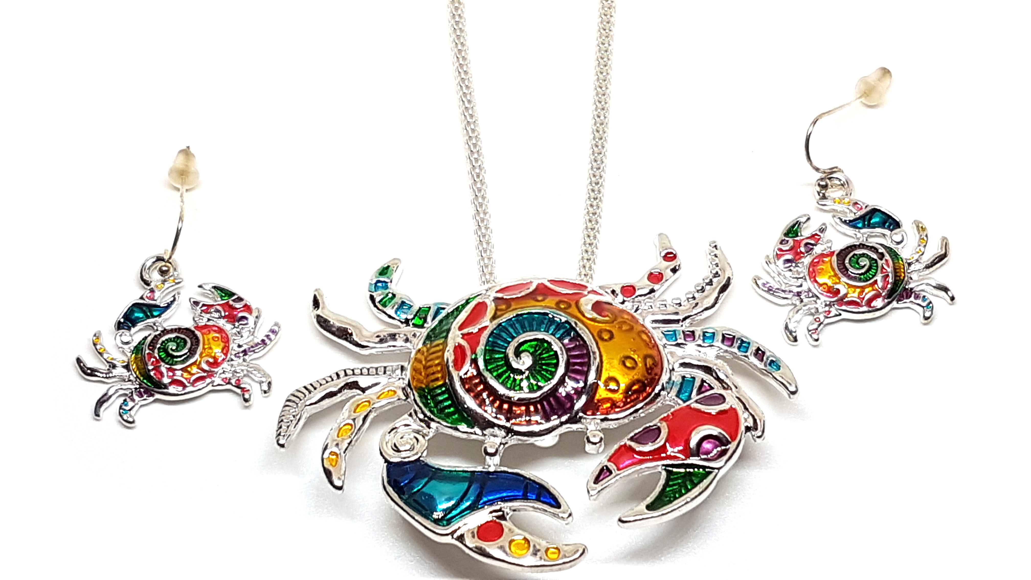 Krebs Schmuckset Anhänger mit Kette und Ohrstecker