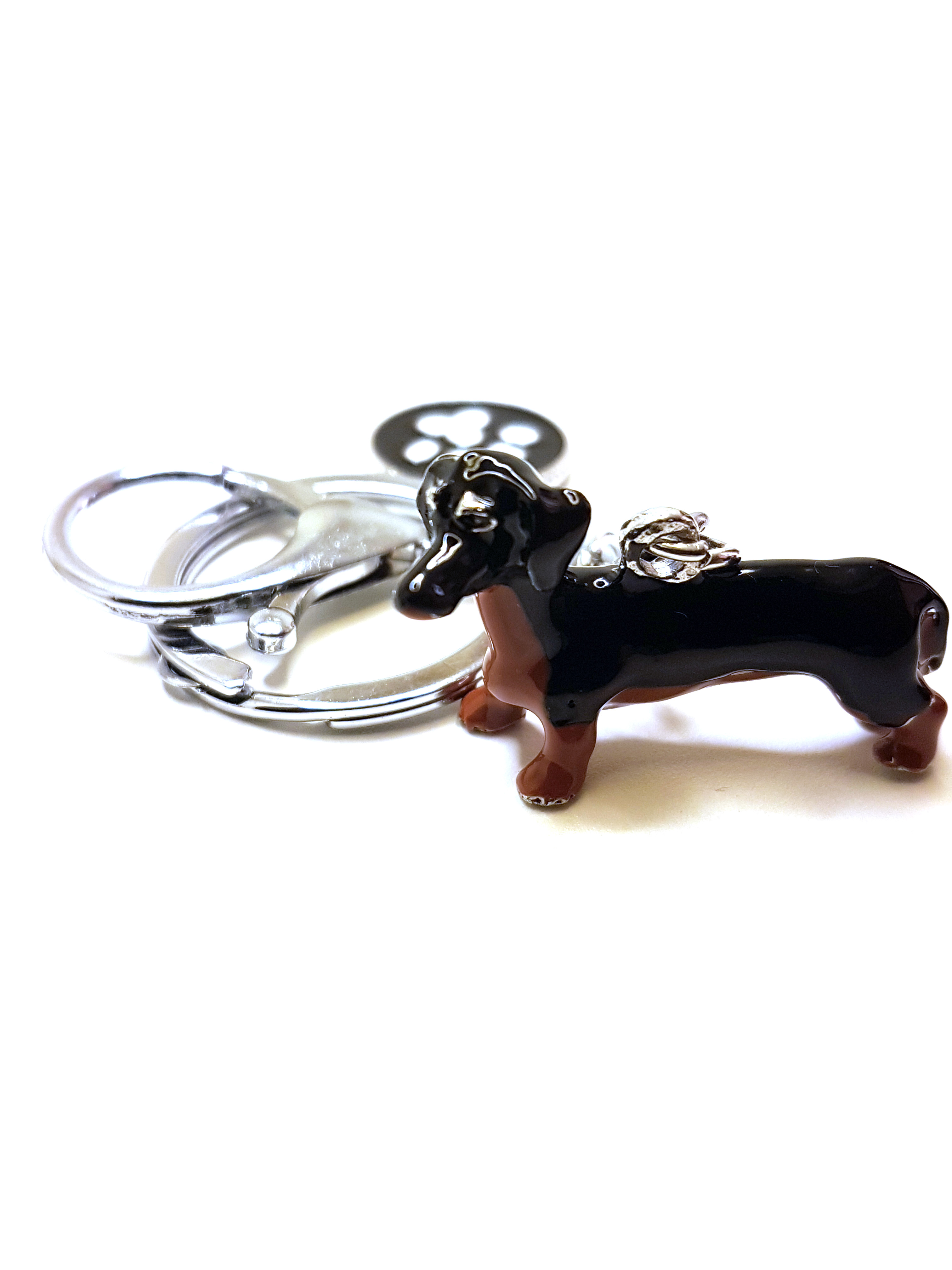 Dackel Schlüsselanhänger / Taschenanhänger mit Knochen und Pfote