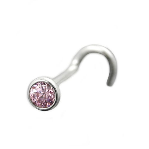 Nasenstecker mit Zirkonia-pink aus 925 Silber