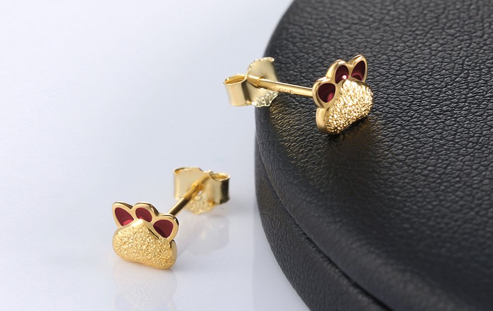 Bär Pfoten Ohrstecker aus 925 Sterling Silber vergoldet