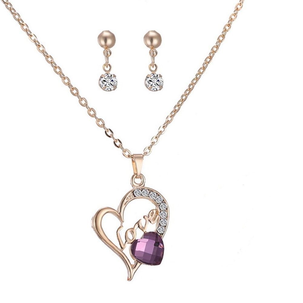 Schmuckset Kette mit Herzanhänger + Orstecker