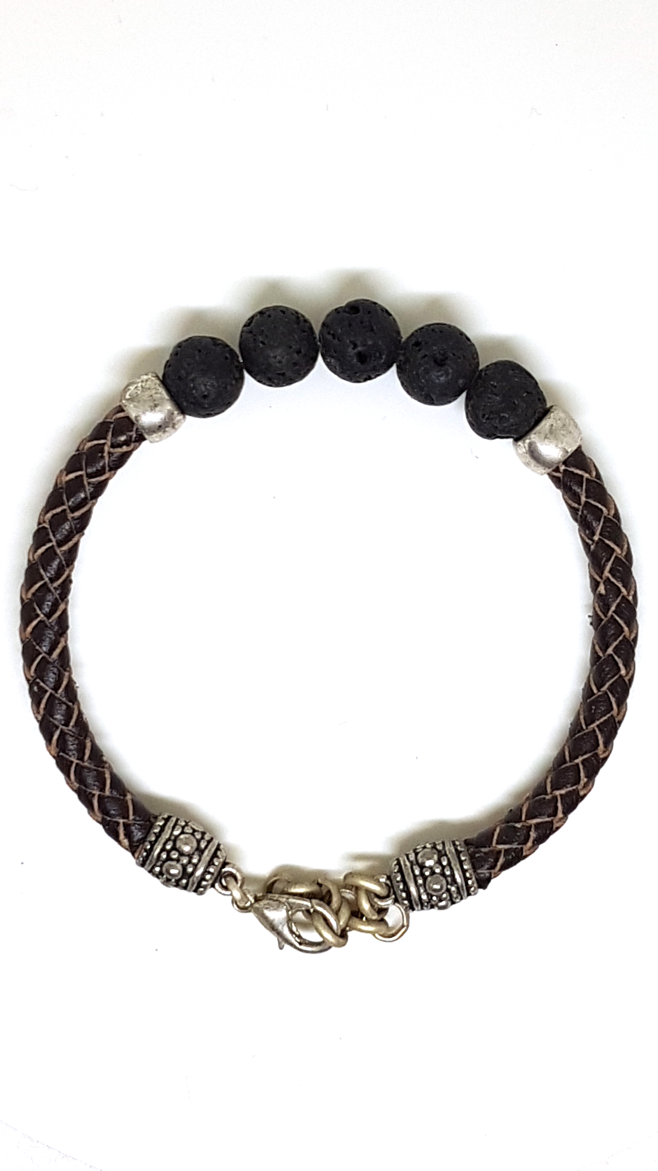 Armband aus echt Leder mit echten Lava Steinen von Lanzarote (Handarbeit)