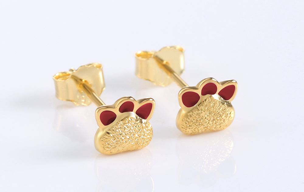 Bär Pfoten Ohrstecker aus 925 Sterling Silber vergoldet