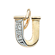 Buchstabenanhänger U mit Zirkonia aus 585 Gold 14 Karat