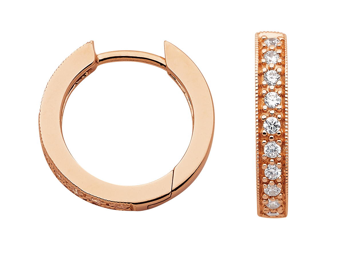 Creolen rose vergoldet mit Zirkonia aus 925 Sterling Silber