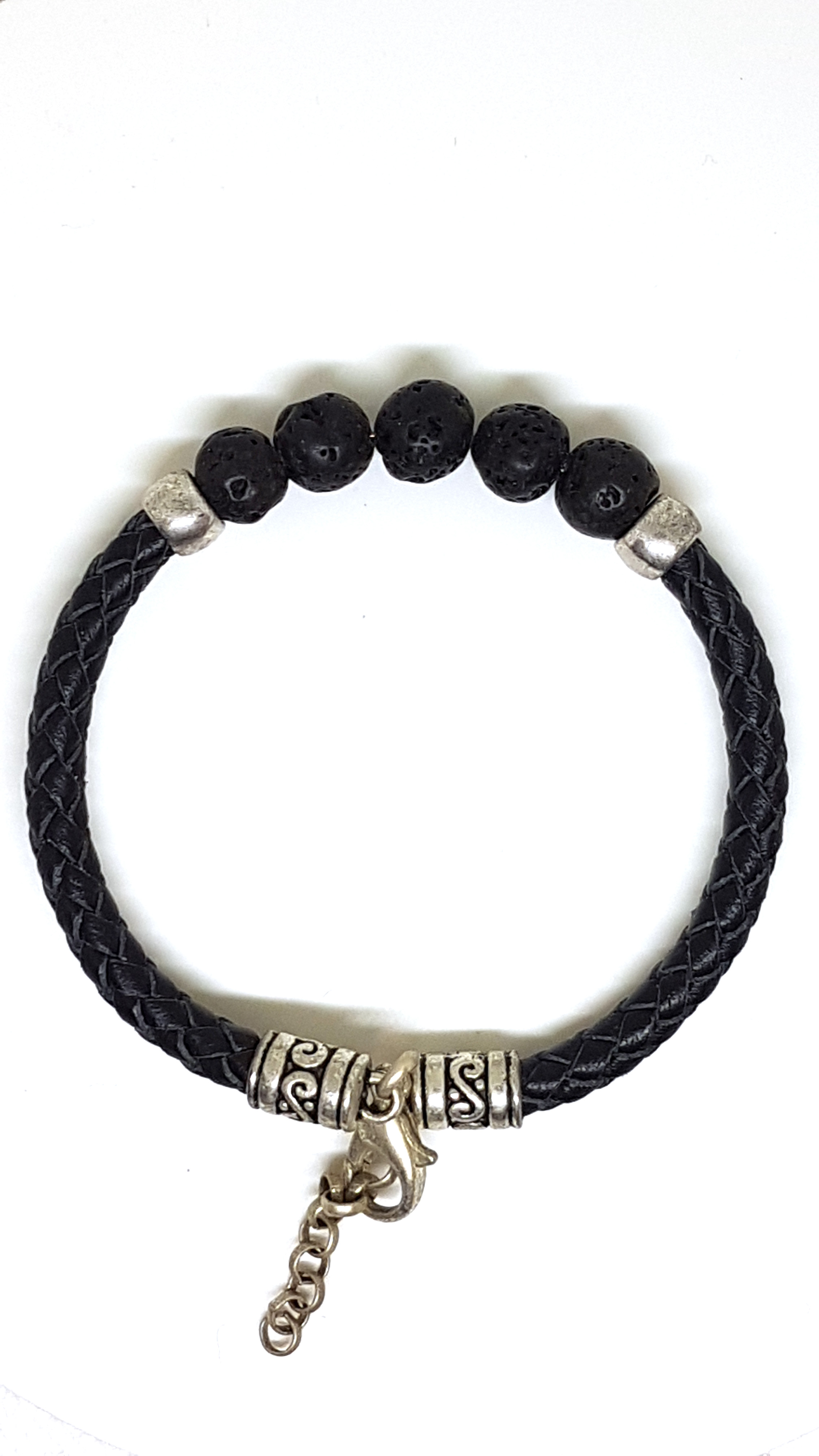 Armband aus echt Leder mit echten Lava Steinen von Lanzarote (Handarbeit)
