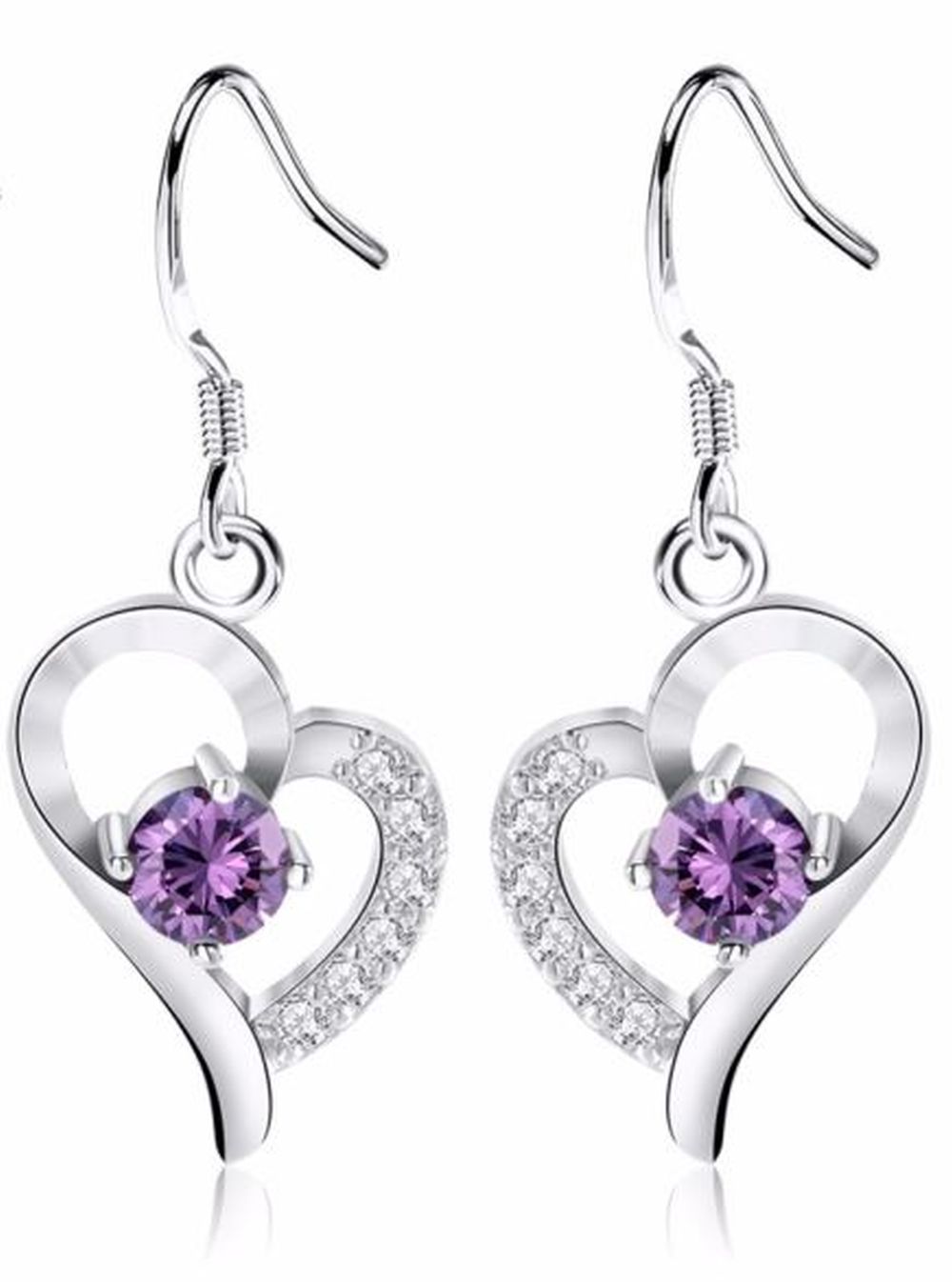 Herz Ohrringe aus 925 Silber mit Zirkonia bestückt