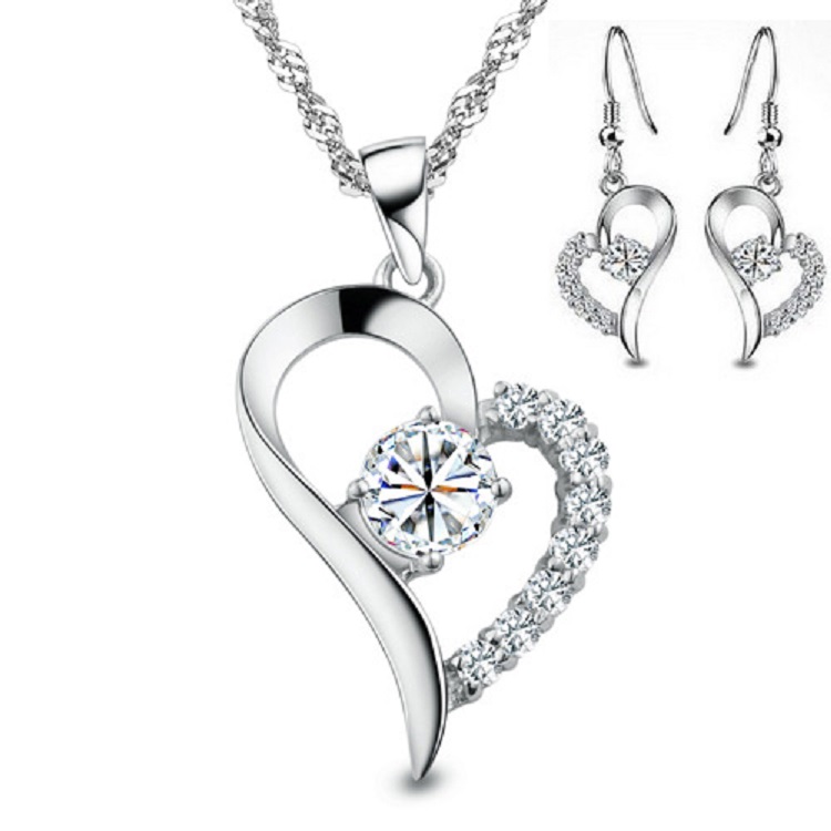 Schmuckset Kette + Ohrstecker mit Zirkonia bestückt