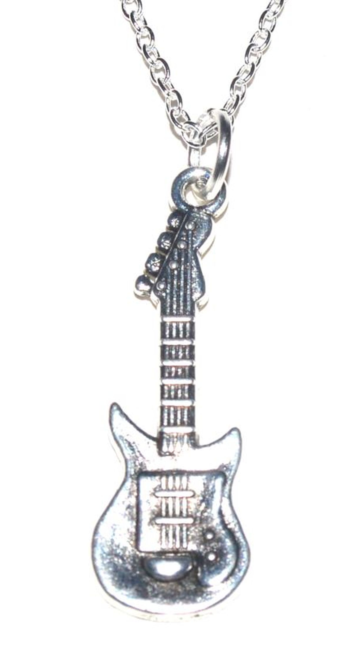 Gitarre Anhänger mit Silber Kette 45cm