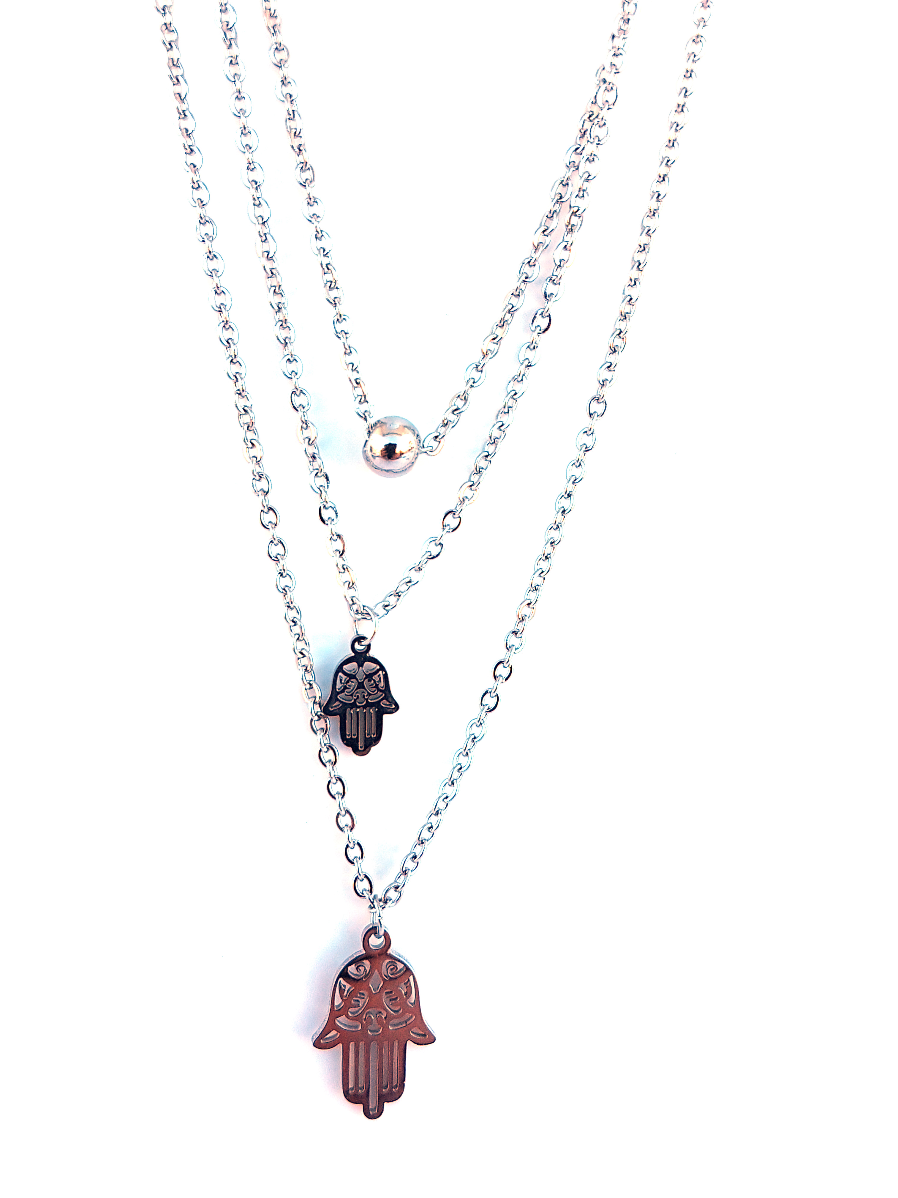 Fatimas Hand: Schützende Hand gegen das Böse Anhänger mit Kette aus Edelstahl 