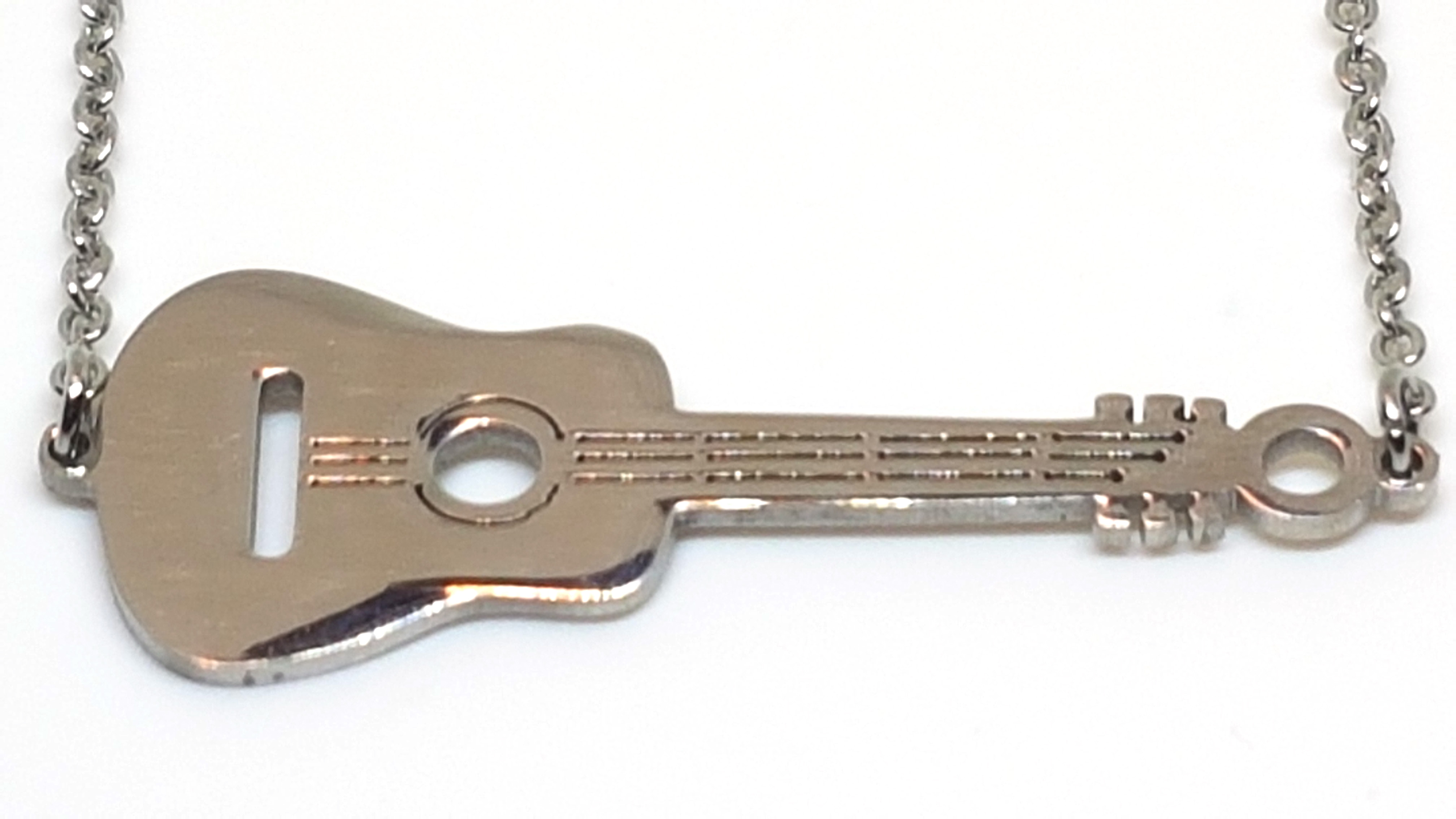 Collier Kette mit Anhänger Gitarre aus Edelstahl