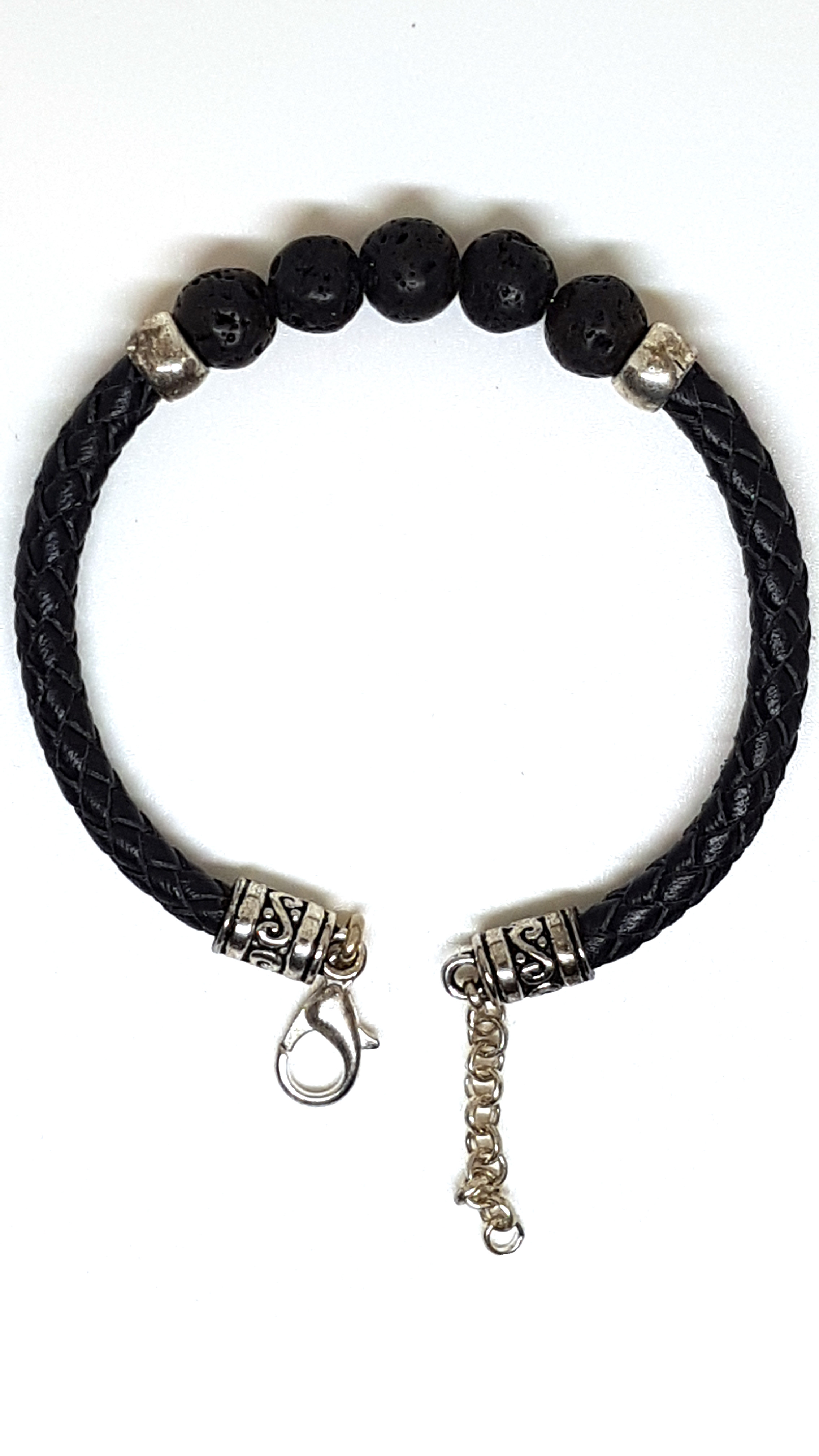 Armband aus echt Leder mit echten Lava Steinen von Lanzarote (Handarbeit)