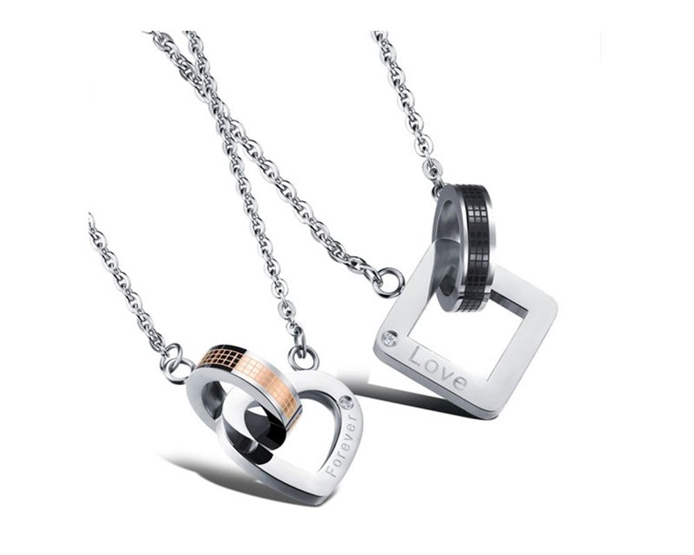 Freundschafts / Partnerschaft Ketten (2 Stück) mit Anhänger aus Edelstahl Längenverstellbar