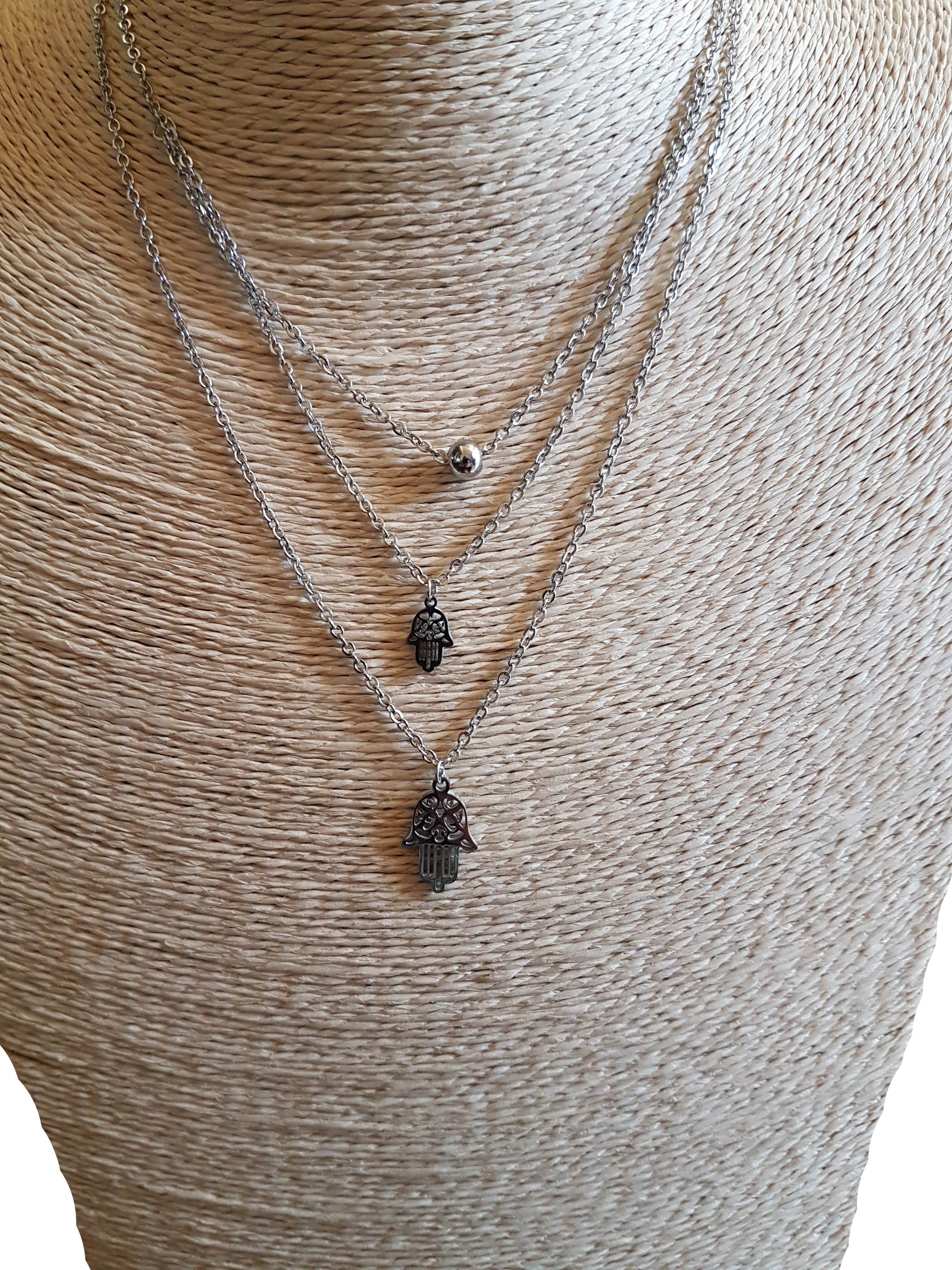 Fatimas Hand: Schützende Hand gegen das Böse Anhänger mit Kette aus Edelstahl 