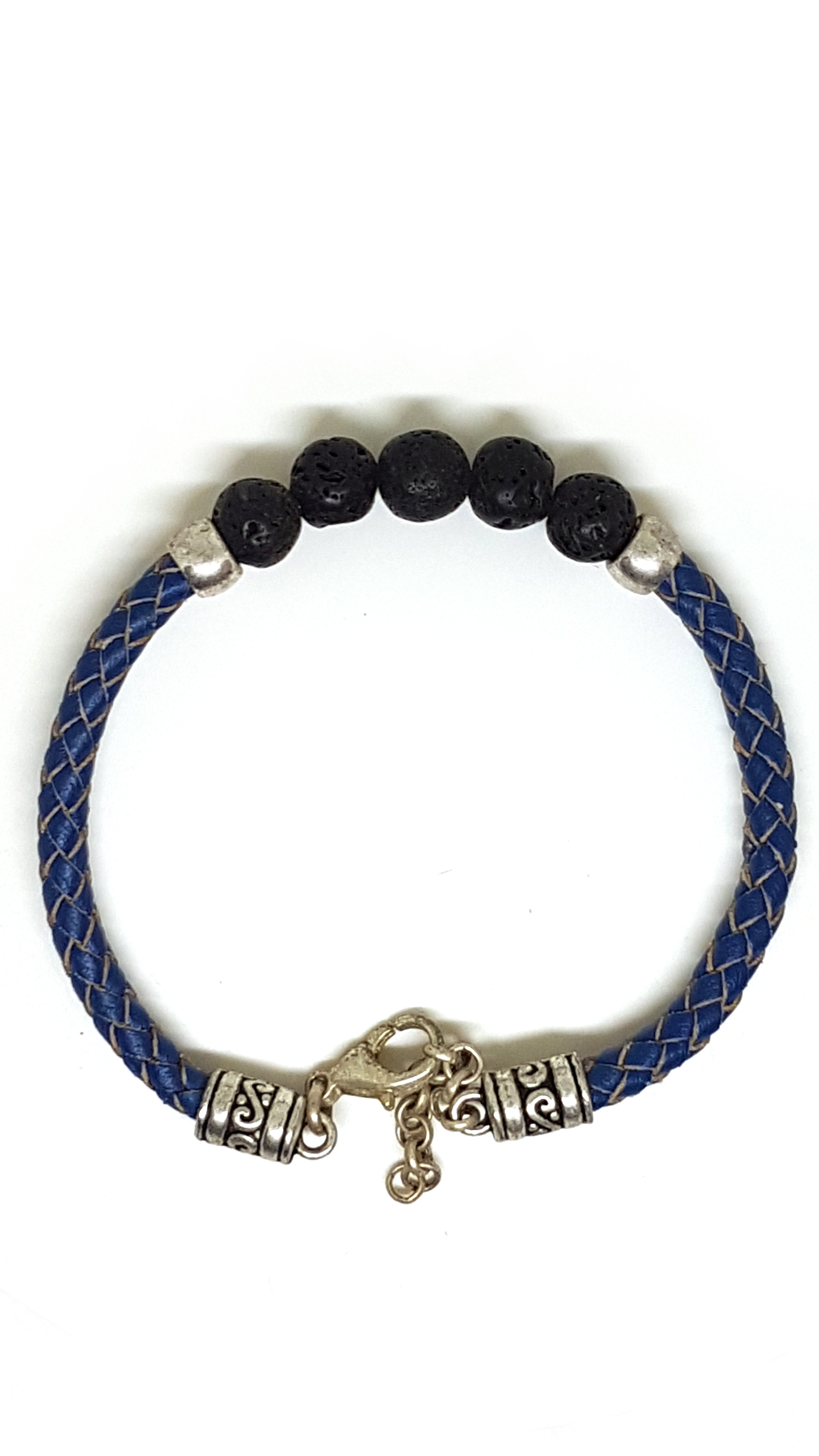 Armband aus echt Leder mit echten Lava Steinen von Lanzarote (Handarbeit)