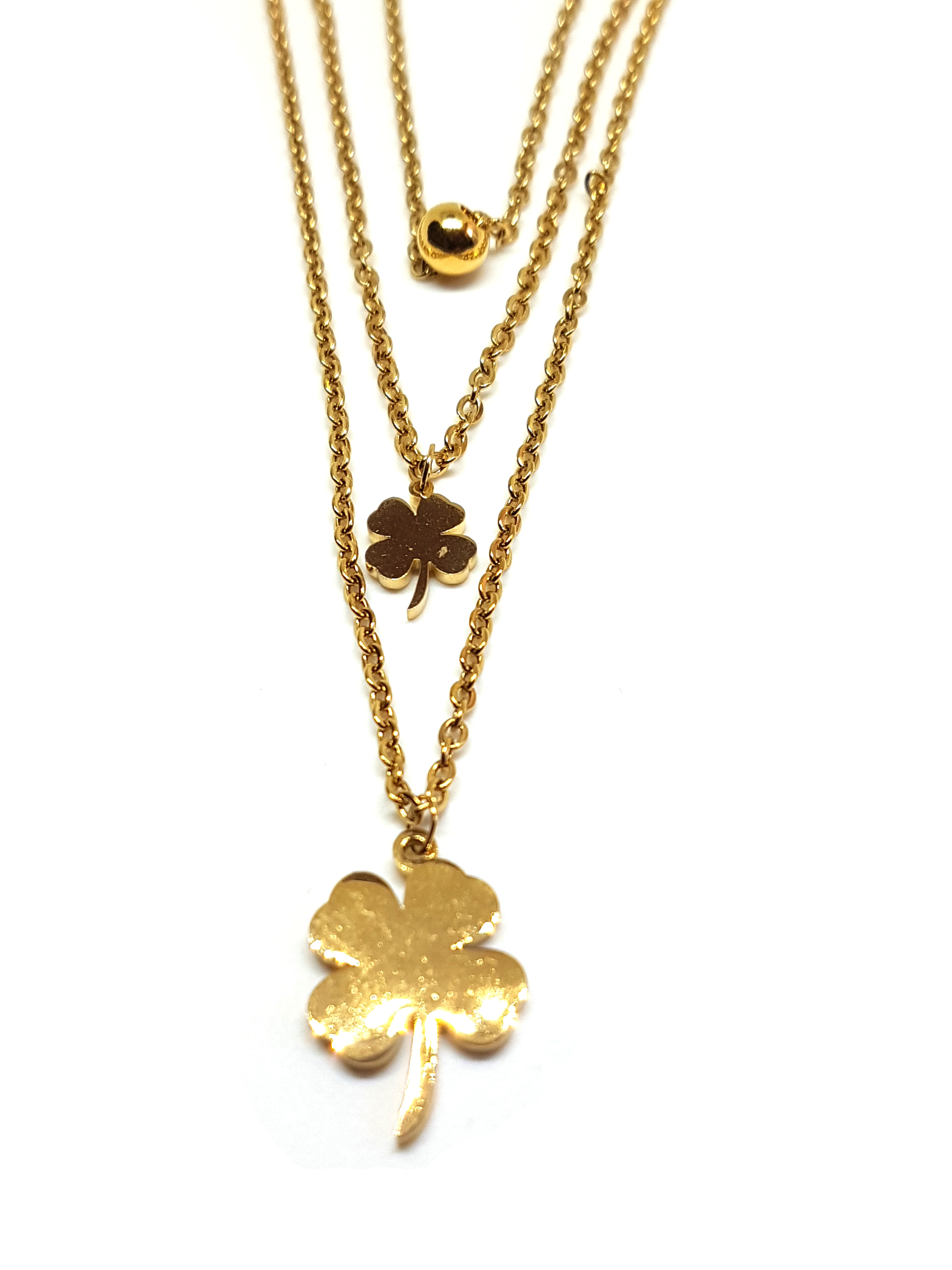 Kleeblatt Anhänger mit Kette aus Edelstahl