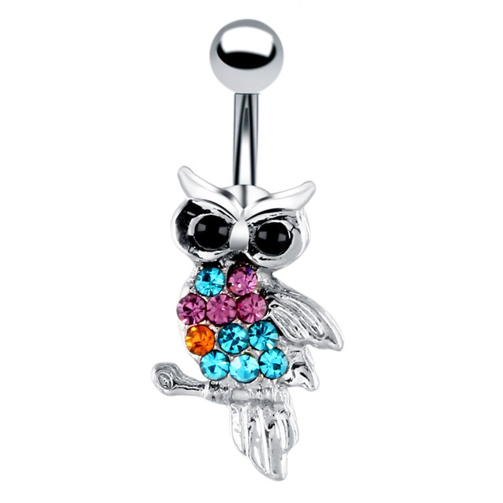 Eule Bauchnabelpiercing mit Zirkonia