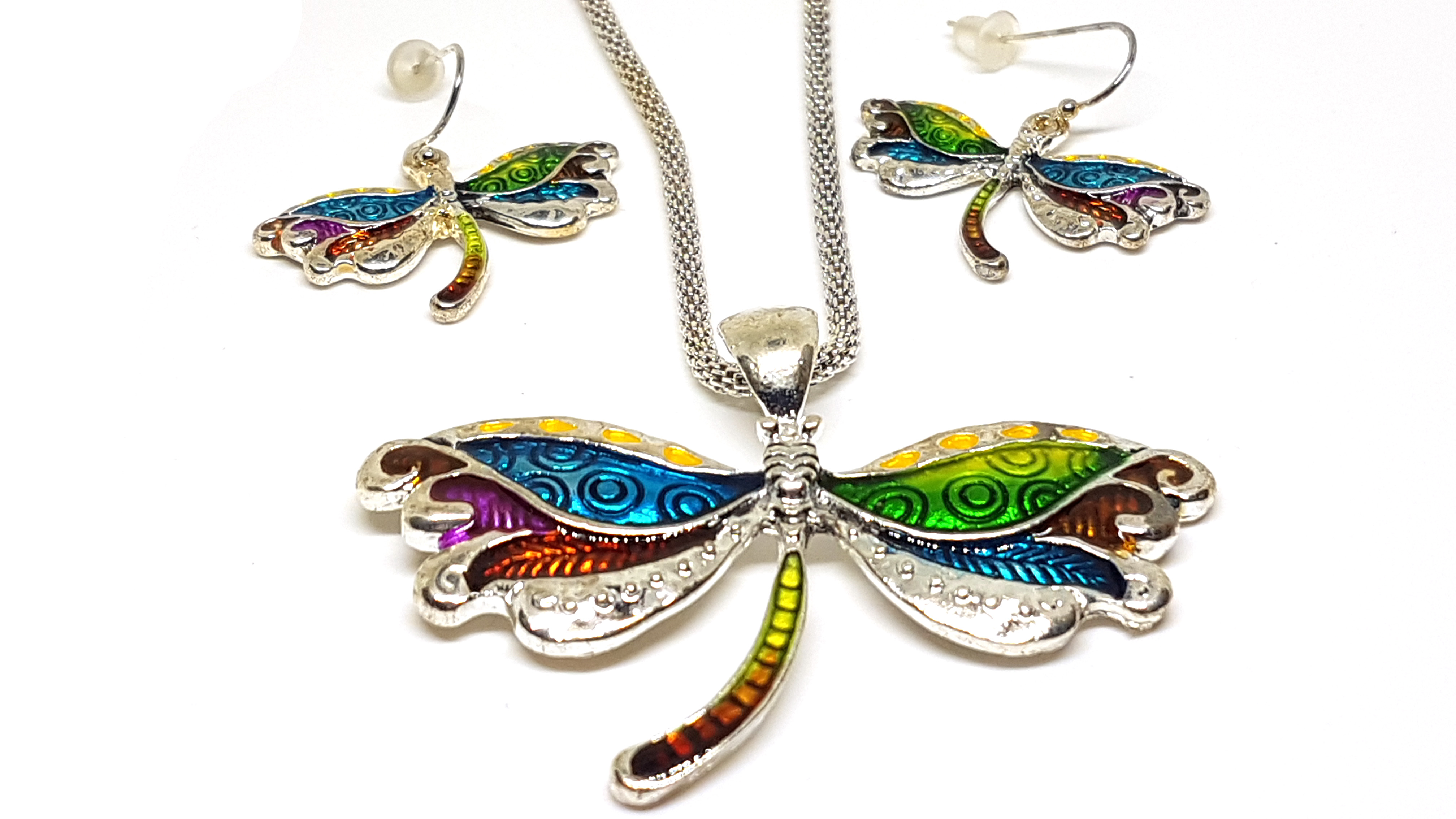 Schmetterling Schmuckset Anhänger mit Kette und Ohrstecker