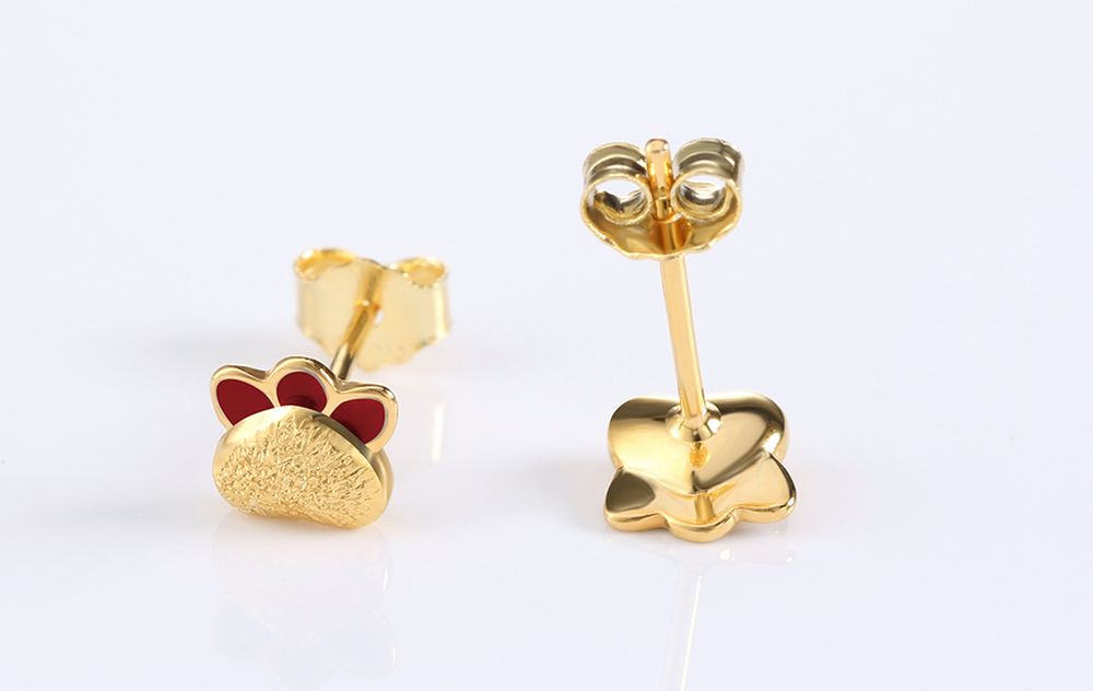 Bär Pfoten Ohrstecker aus 925 Sterling Silber vergoldet