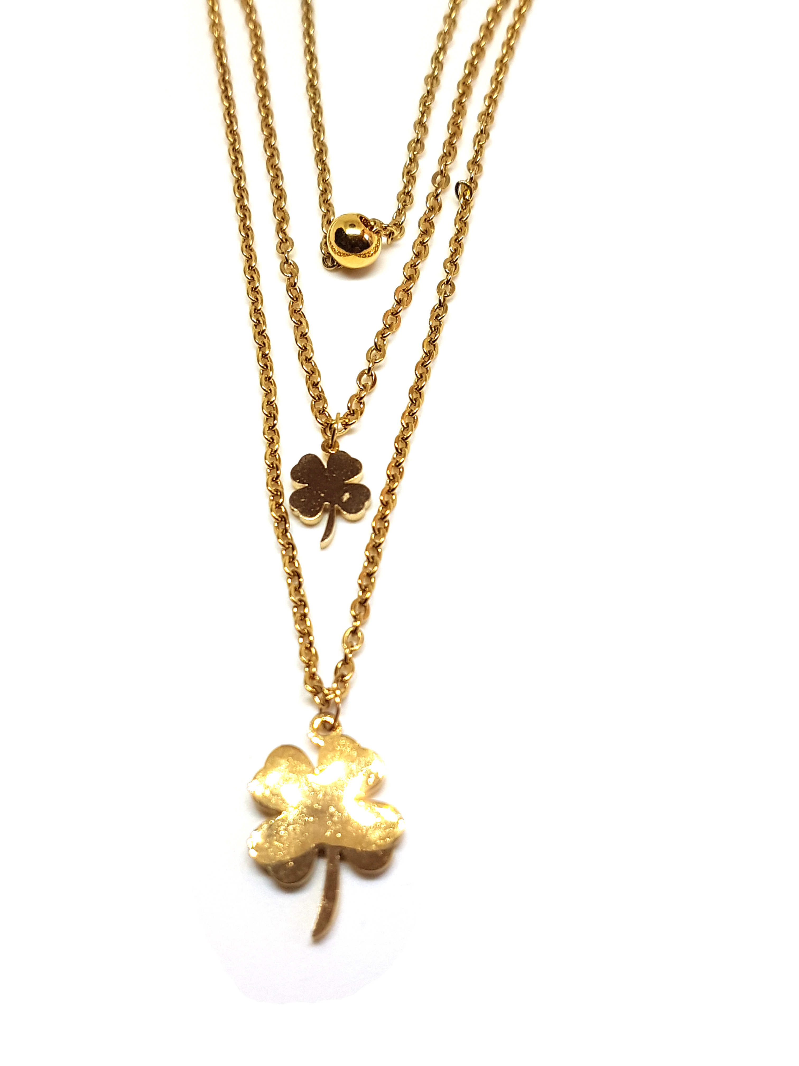 Kleeblatt Anhänger mit Kette aus Edelstahl