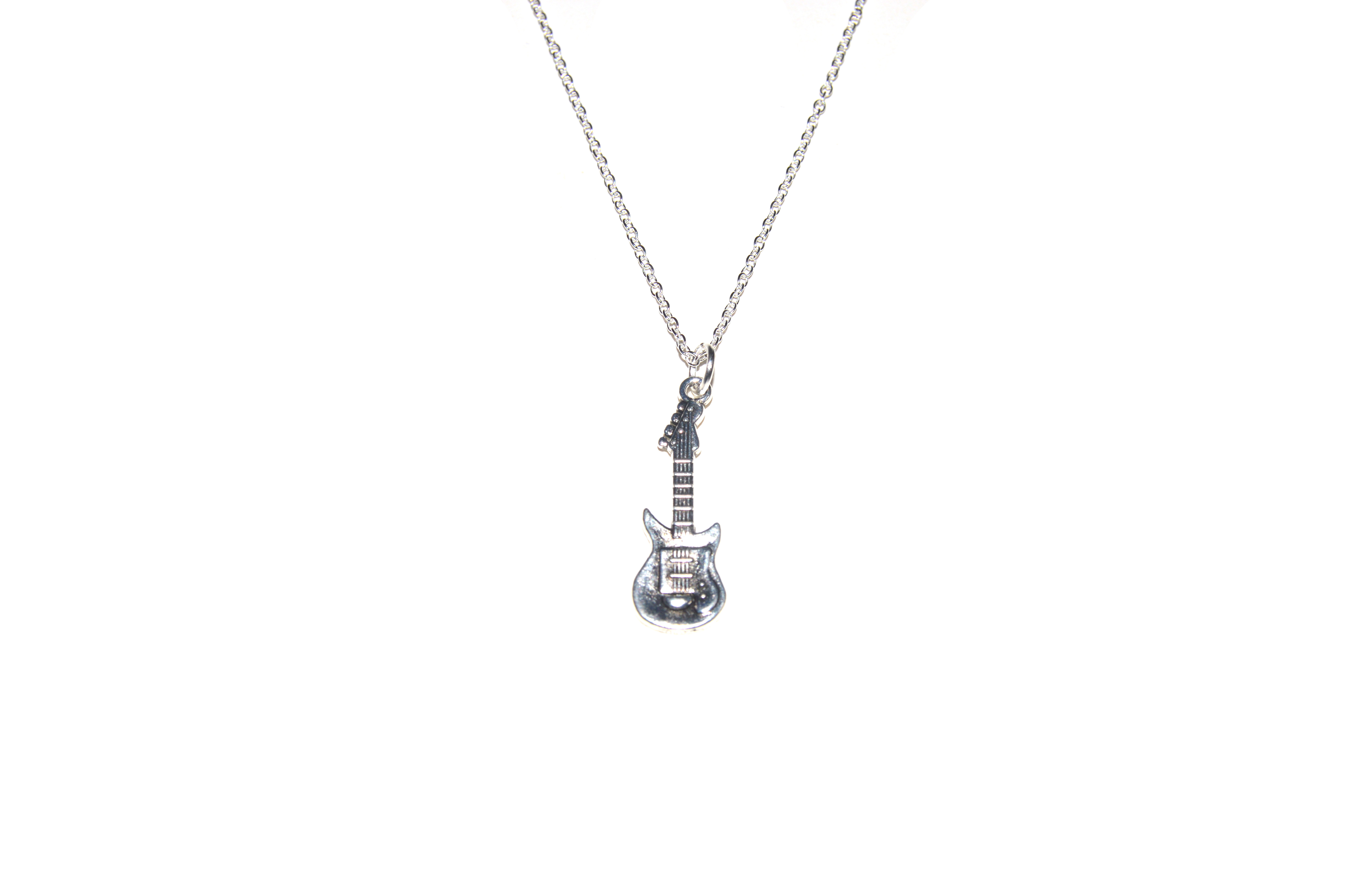 Gitarre Anhänger mit Silber Kette 45cm