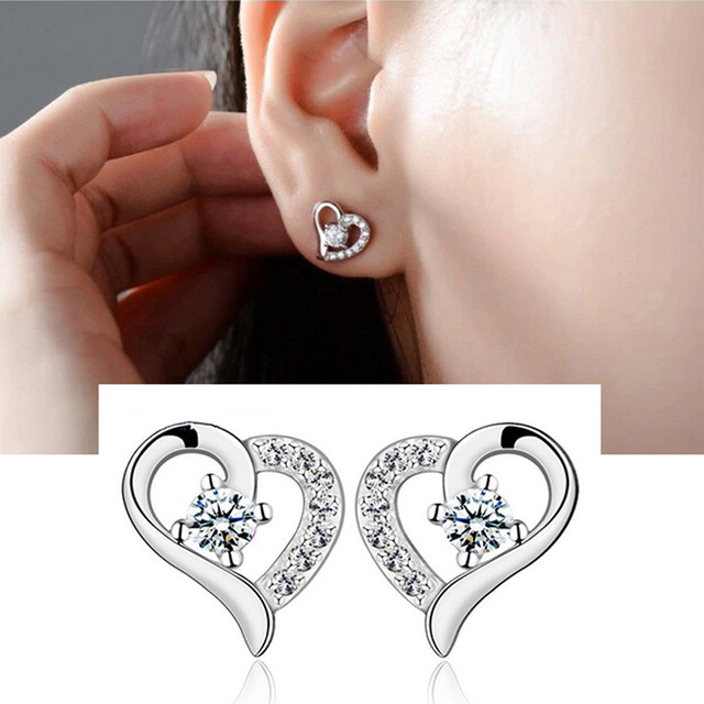 Herz Ohrstecker mit Zirkonia aus 925 Silber