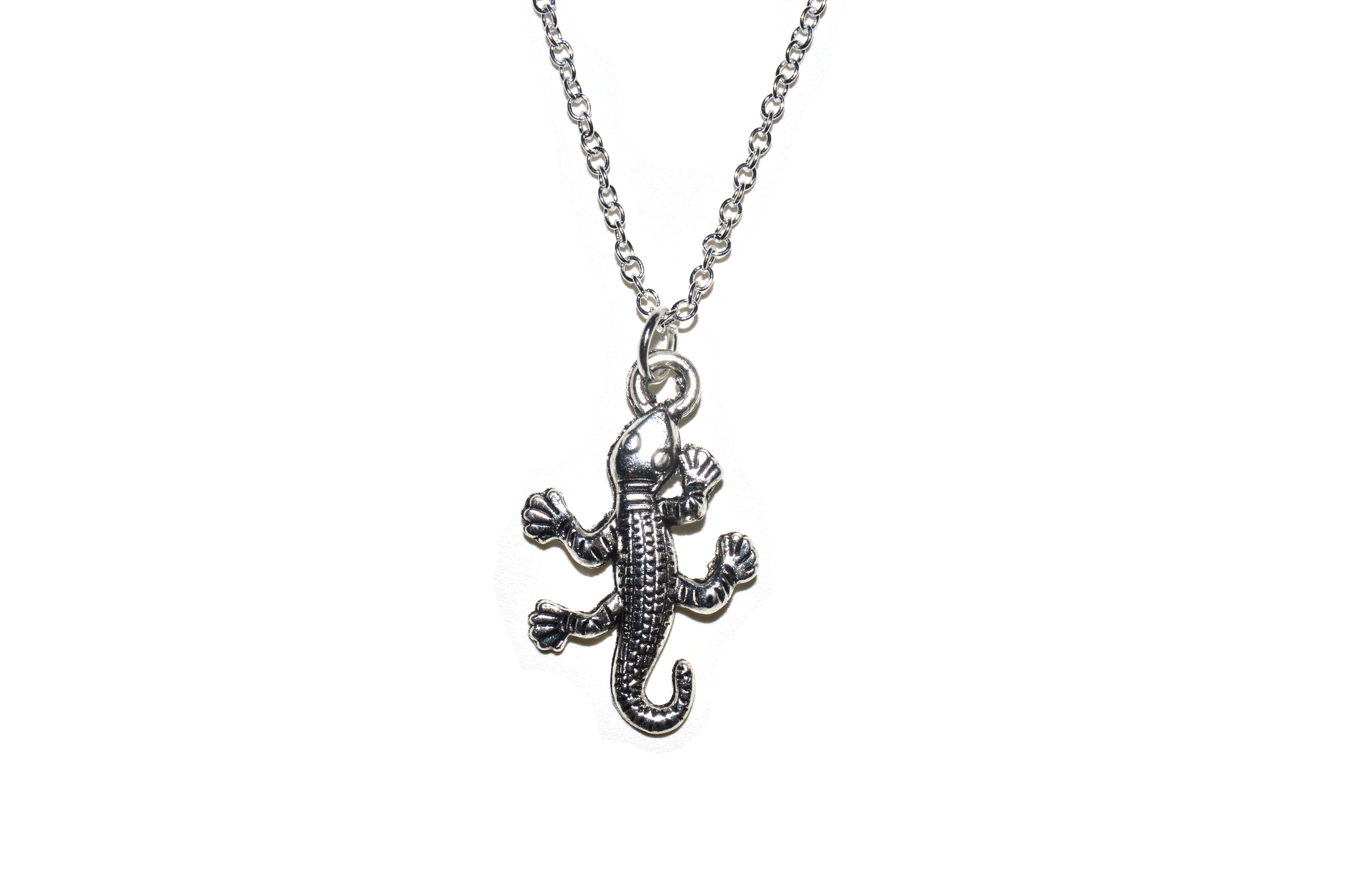 Gecko / Salamander Anhänger mit Silber Kette 55cm