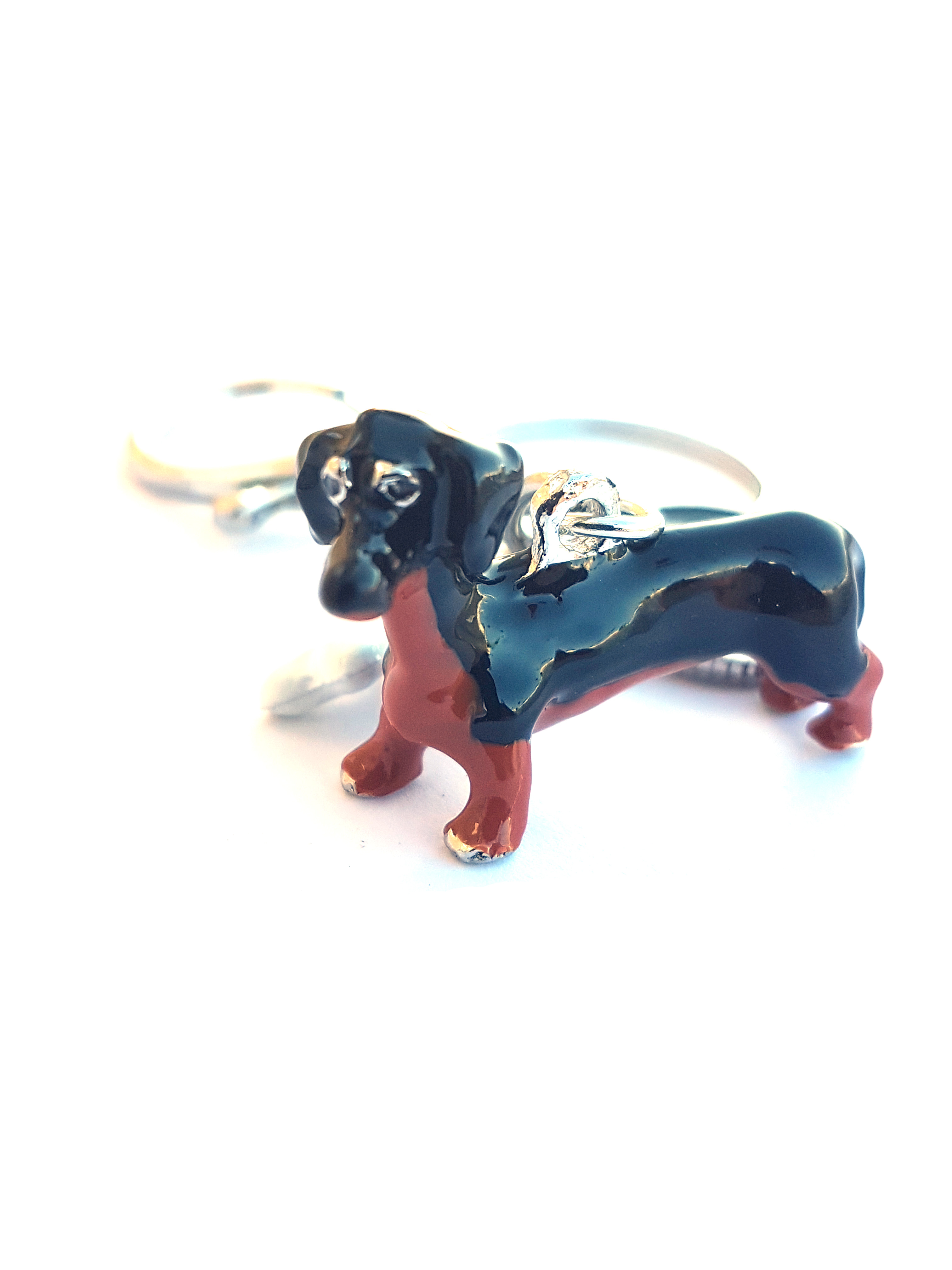 Dackel Schlüsselanhänger / Taschenanhänger mit Knochen und Pfote