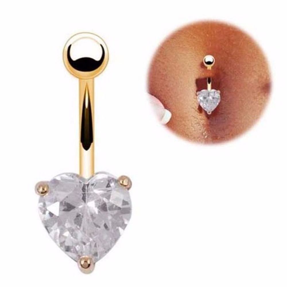 Herz Bauchnabelpiercing mit Zirkonia
