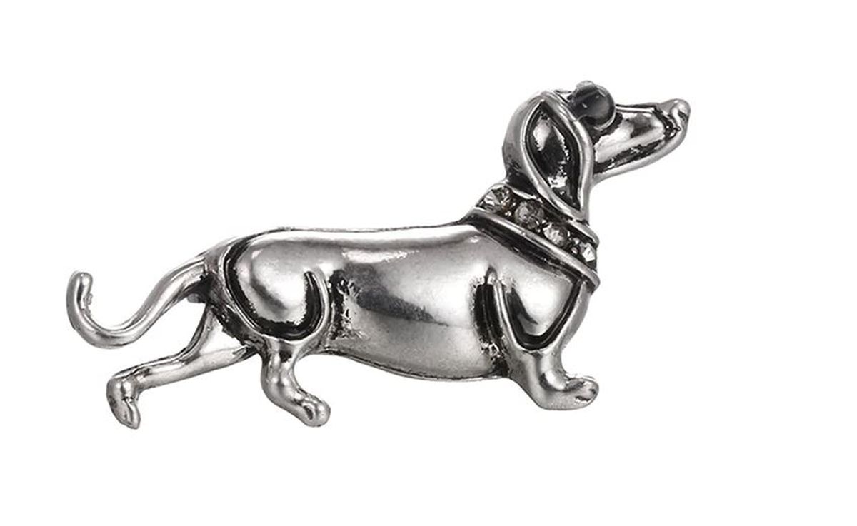 Dackel Brosche / Anstecknadel mit Strass steinen