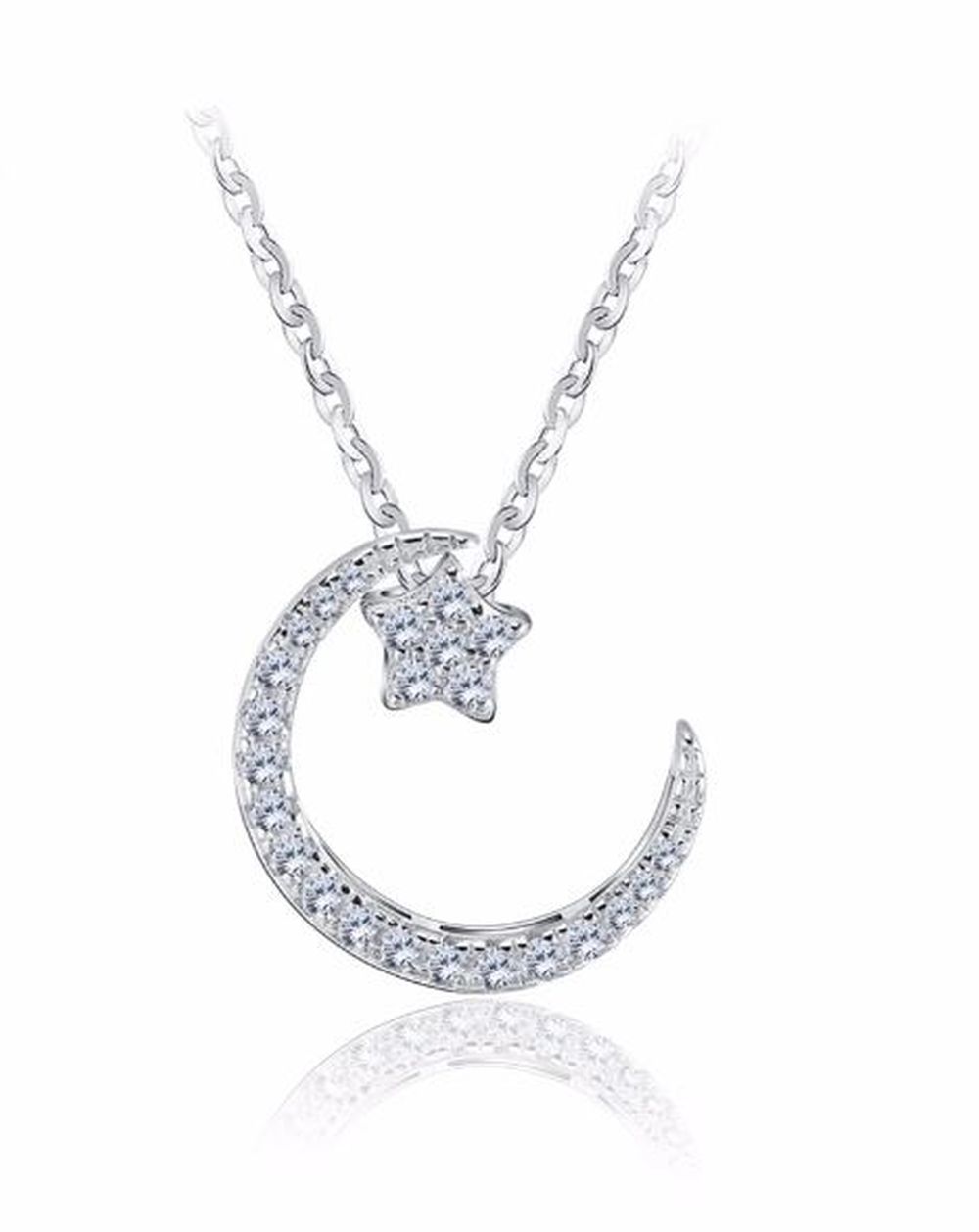 Halskette mit Anhänger Mond & Stern mit Zirkonia