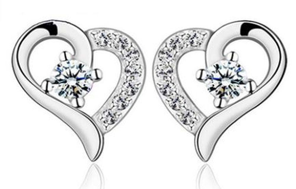 Herz Ohrstecker mit Zirkonia aus 925 Silber