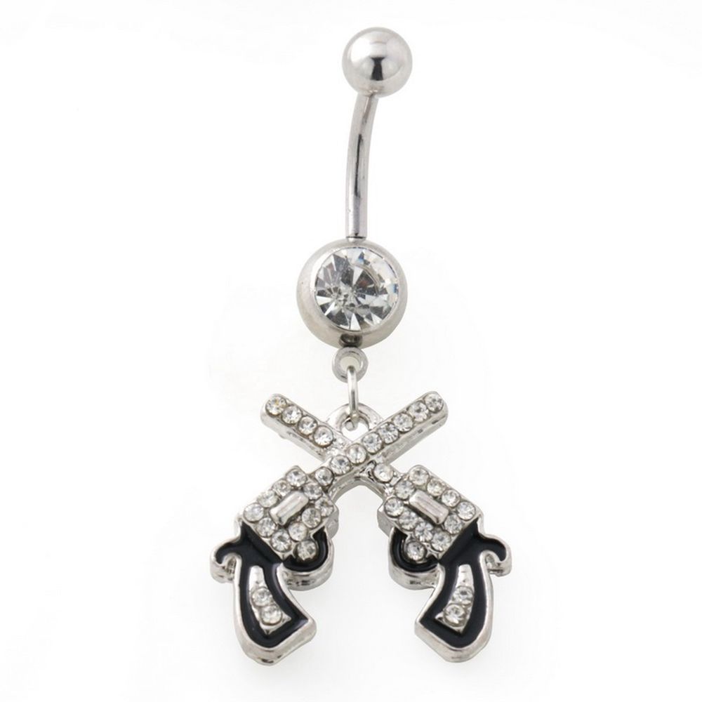 Pistolen Bauchnabelpiercing mit Zirkonia