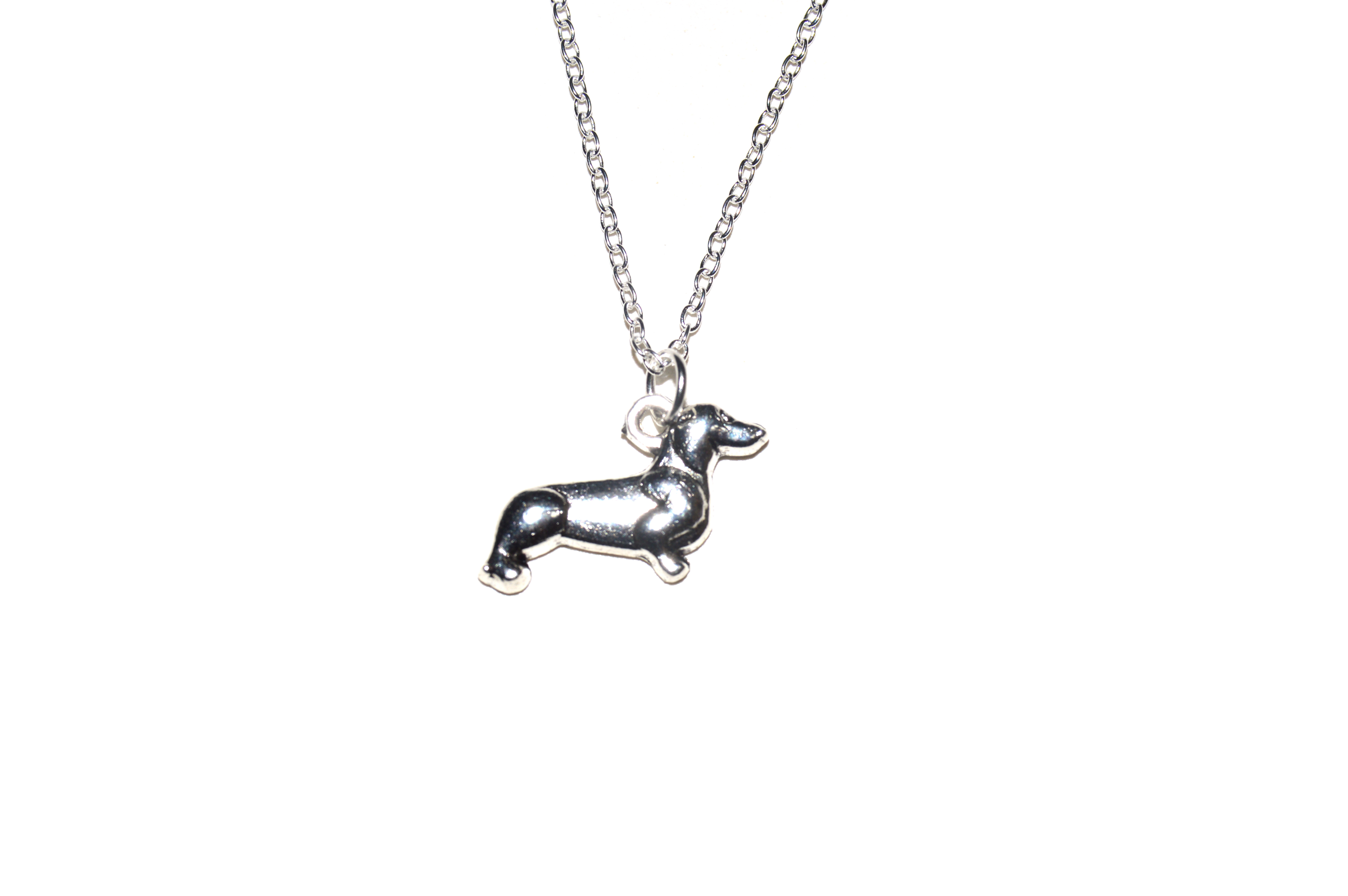 Dackel Anhänger mit Silber Kette 55cm
