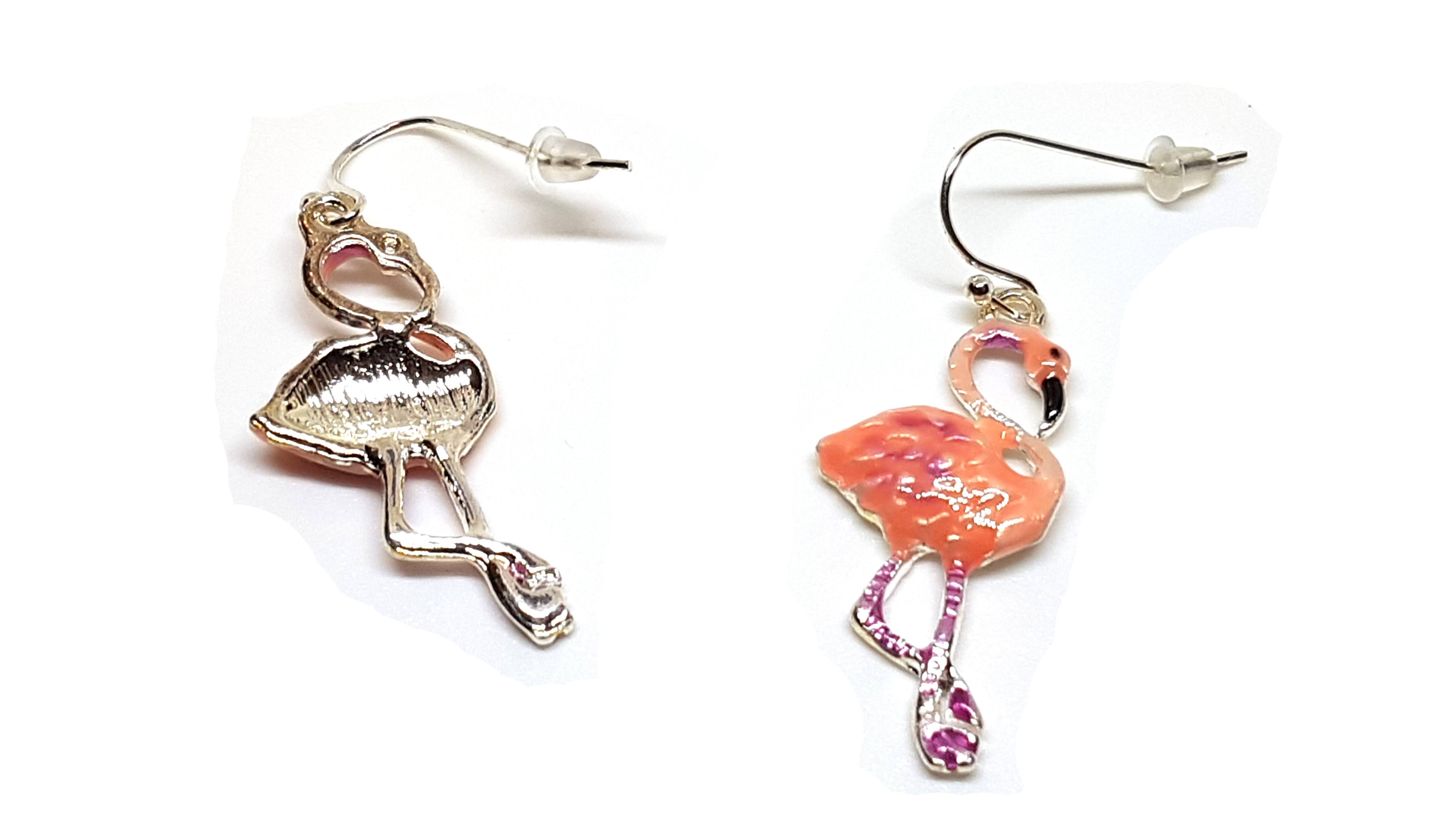 Flamingo Schmuckset Anhänger mit Kette und Ohrstecker