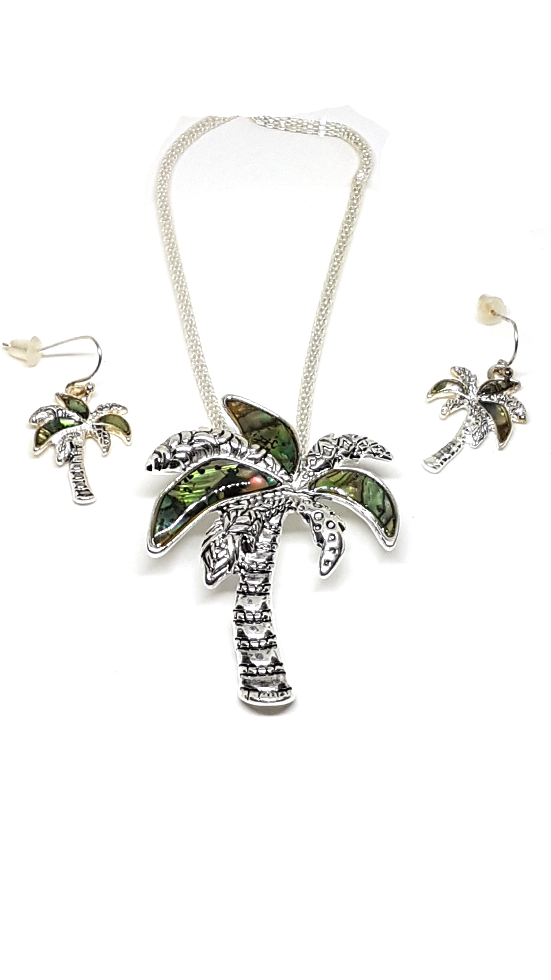 Palme Schmuckset Anhänger mit Kette und Ohrstecker