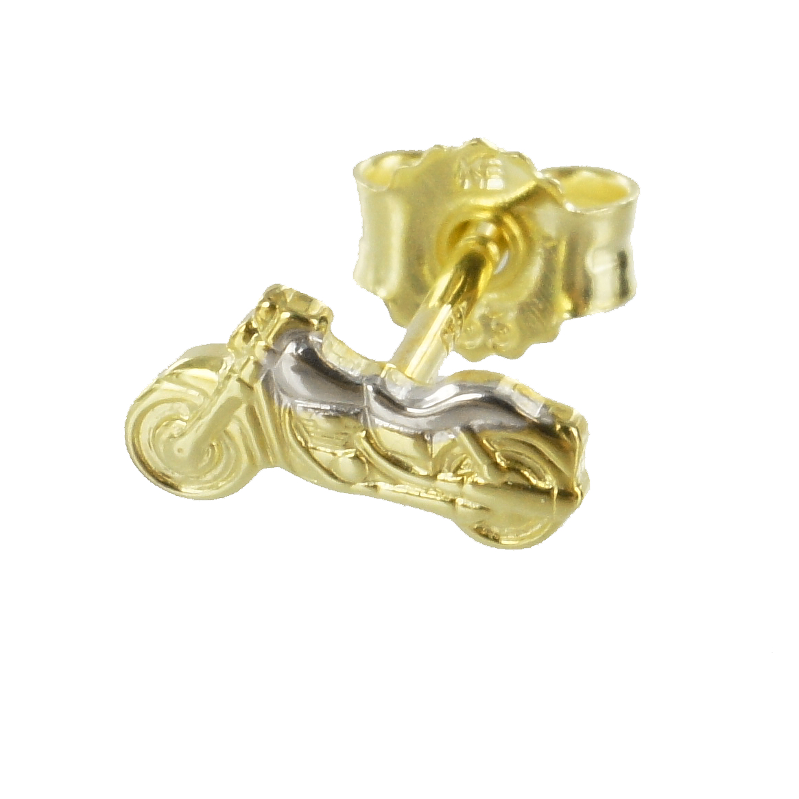 Motorrad Ohrstecker Bicolor aus 333 echt Gold