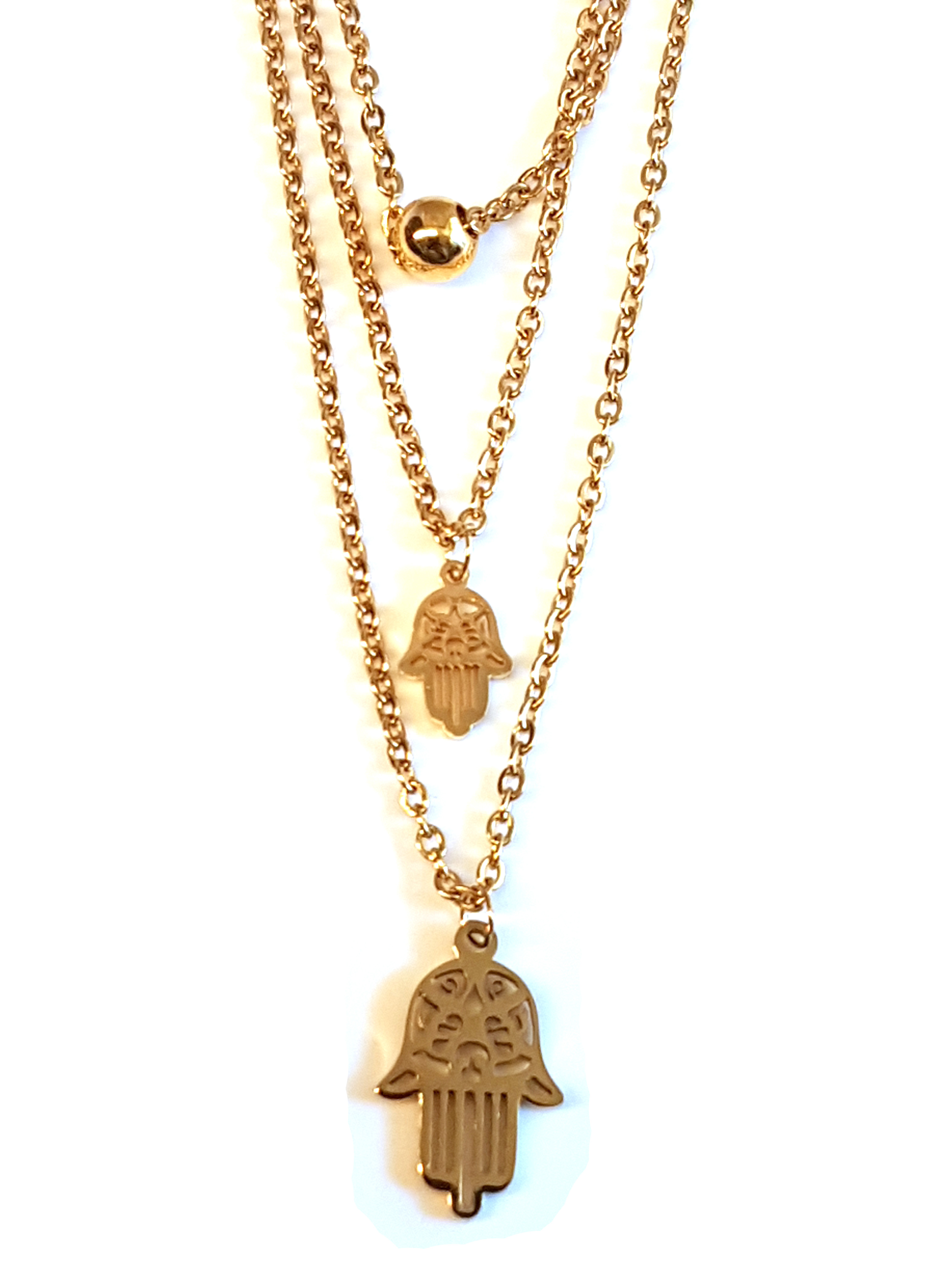 Fatimas Hand: Schützende Hand gegen das Böse Anhänger mit Kette aus Edelstahl