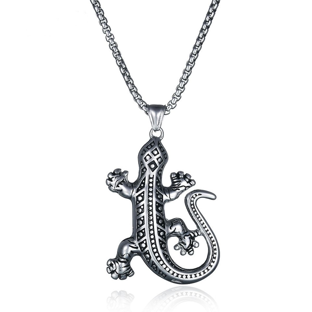 Gecko/Salamander Anhänger mit Kette aus Edelstahl