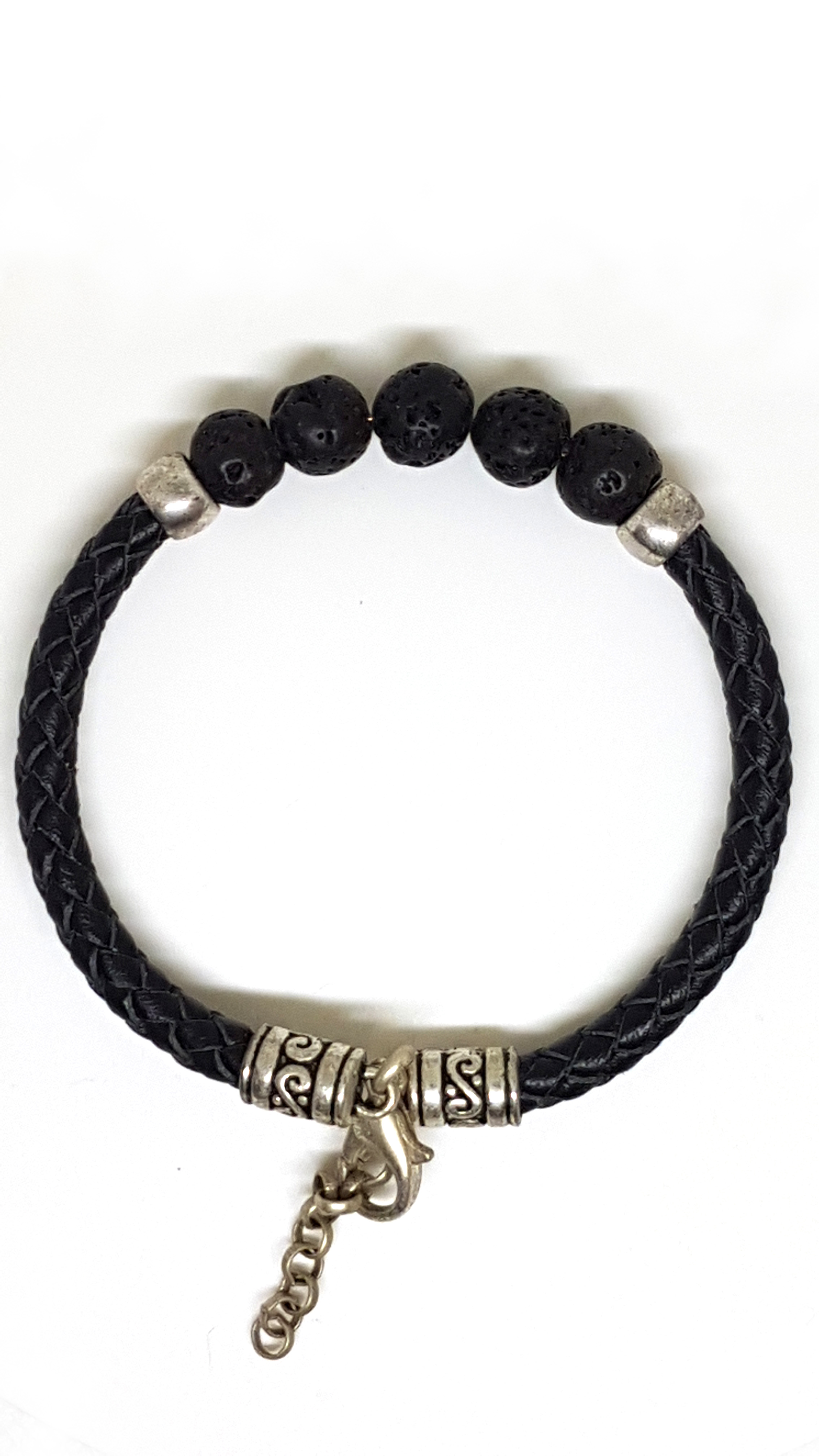 Armband aus echt Leder mit echten Lava Steinen von Lanzarote (Handarbeit)